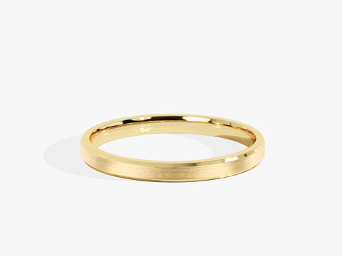 2mm Beveled Edge Wedding Band - Matte Brushed