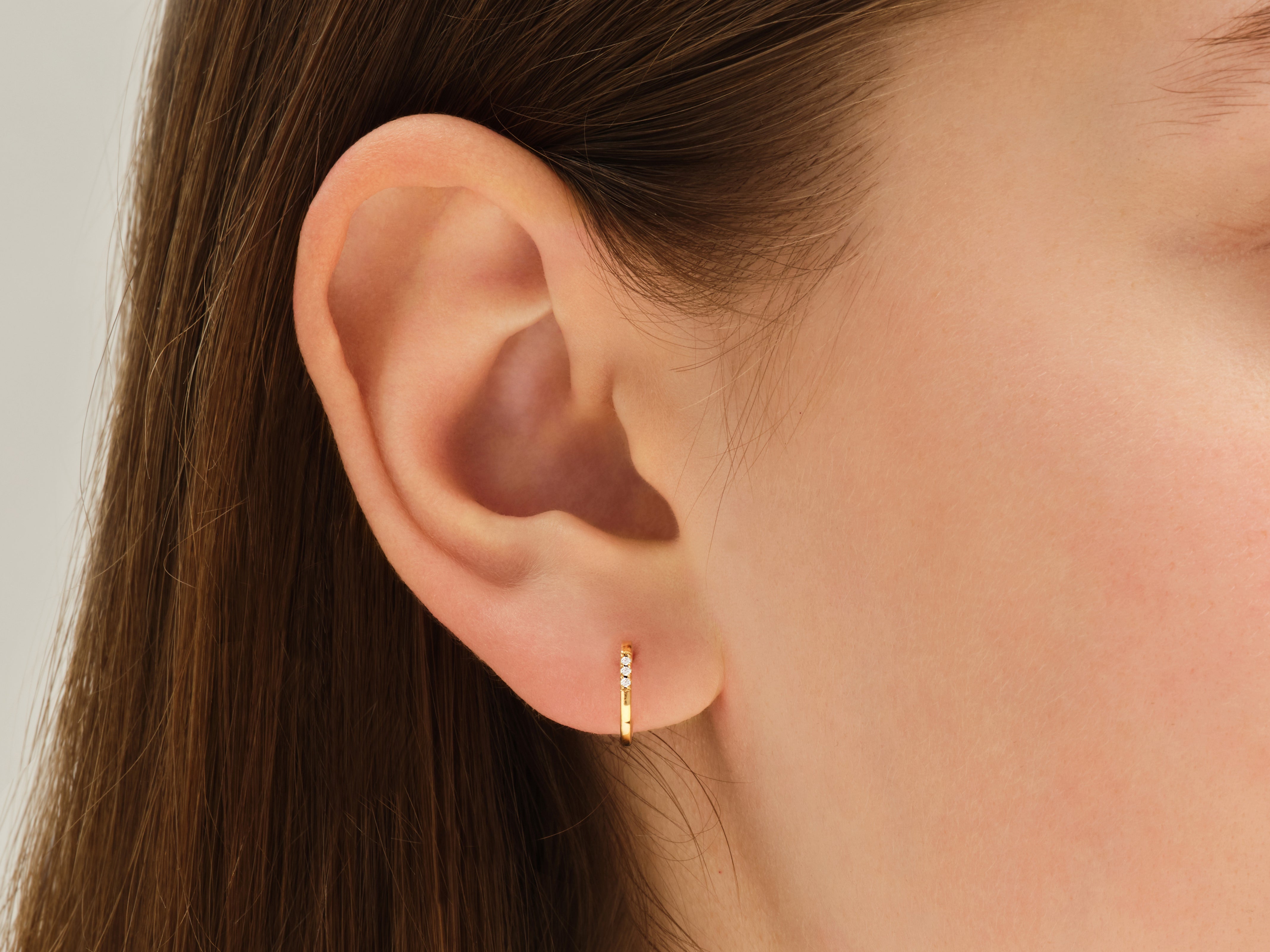 Three Stone Huggie Earrings