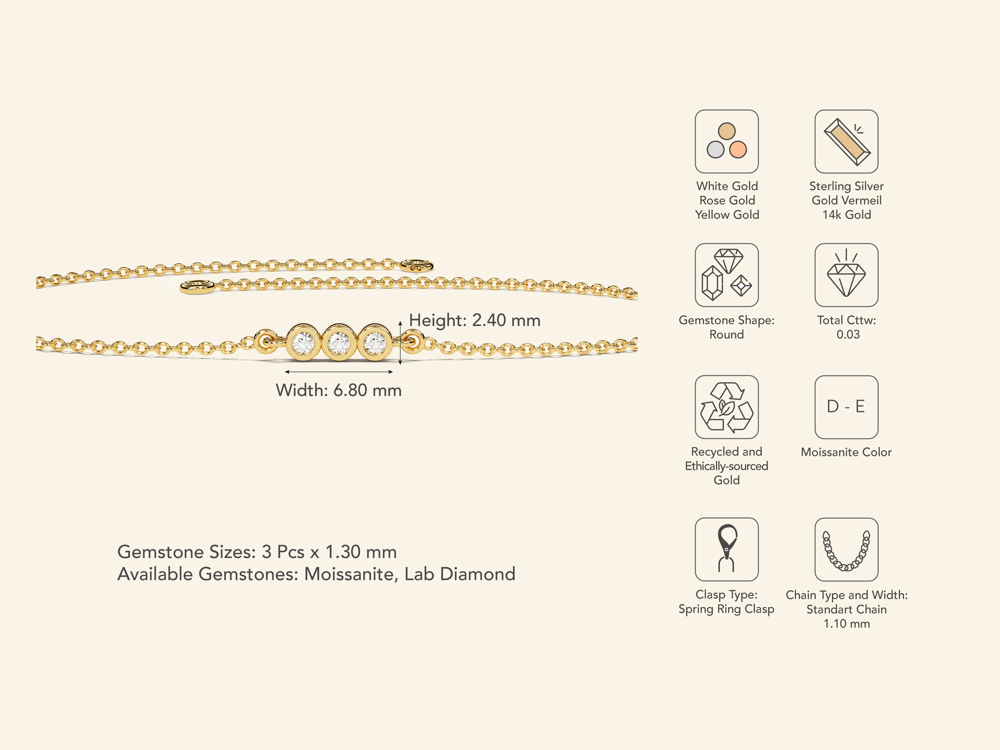 Three Stone Bracelet