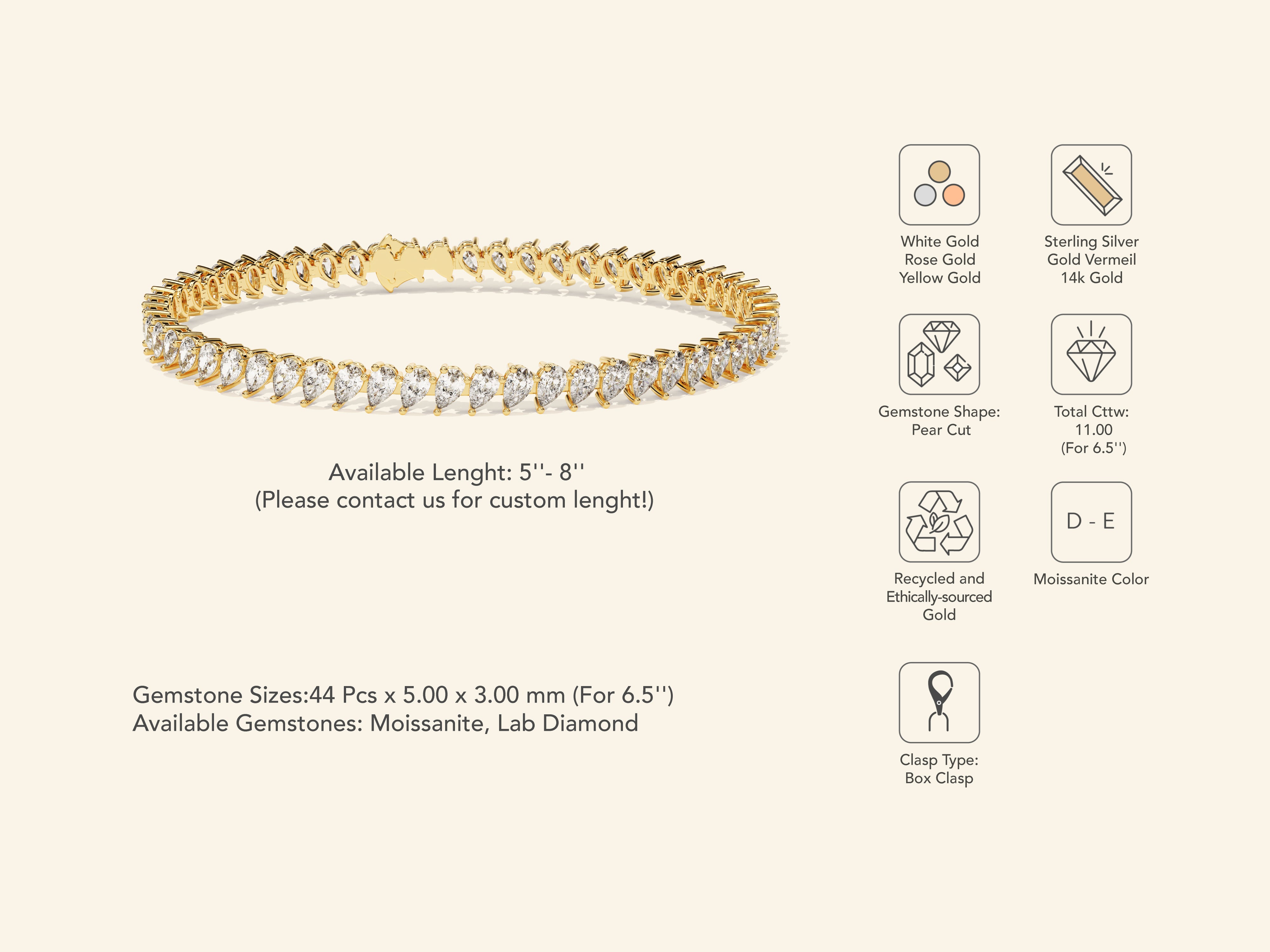 Pear Tennis Bracelet
