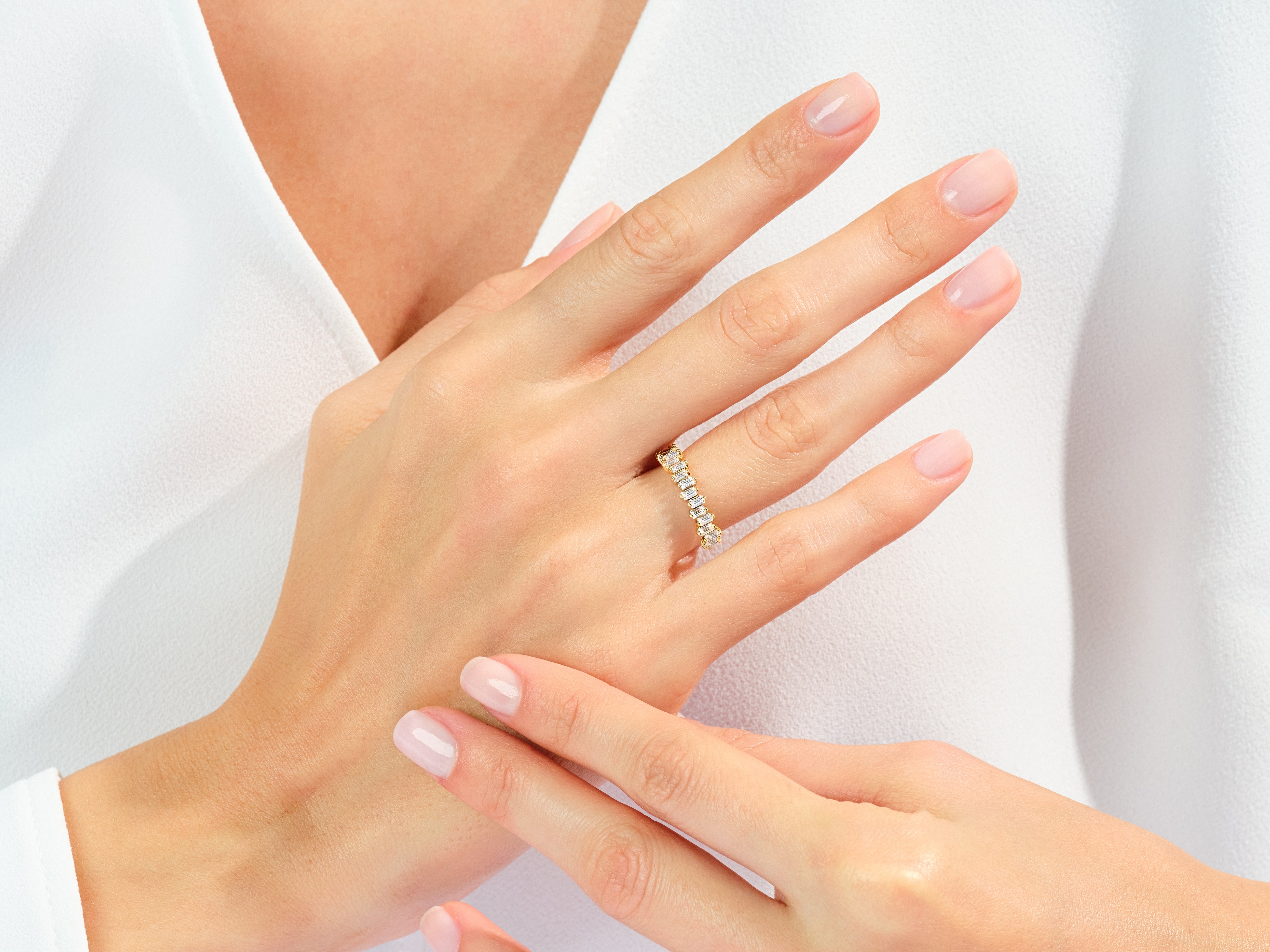 Vertical Baguette Wedding Band