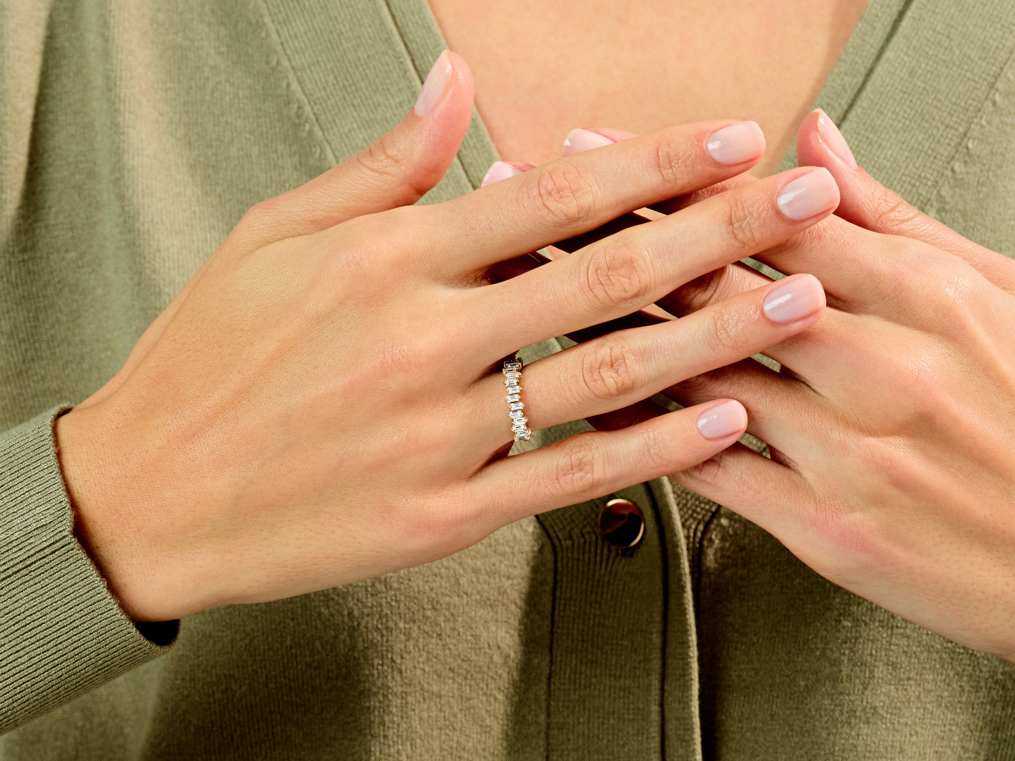 Vertical Baguette Wedding Band