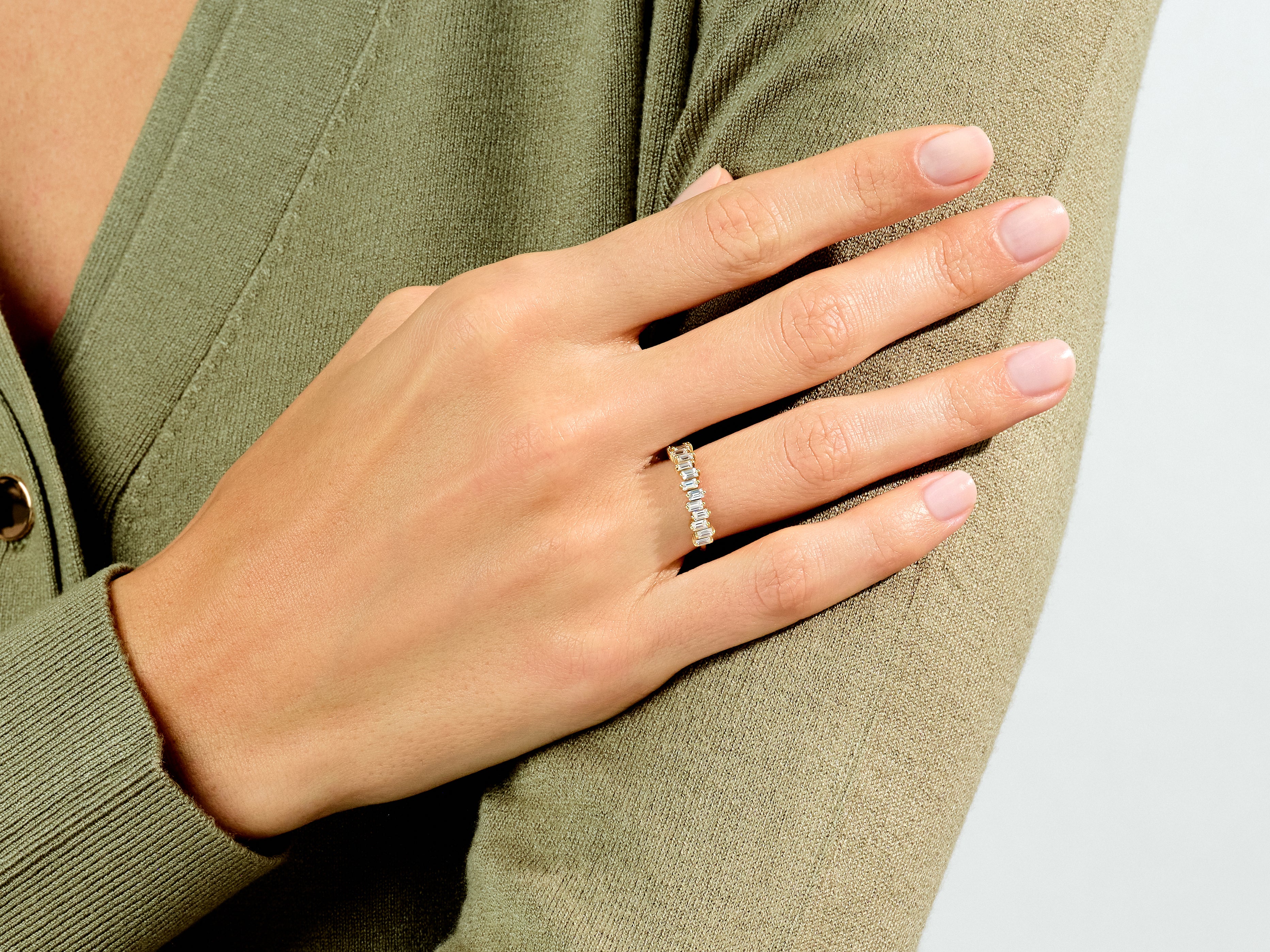 Vertical Baguette Wedding Band
