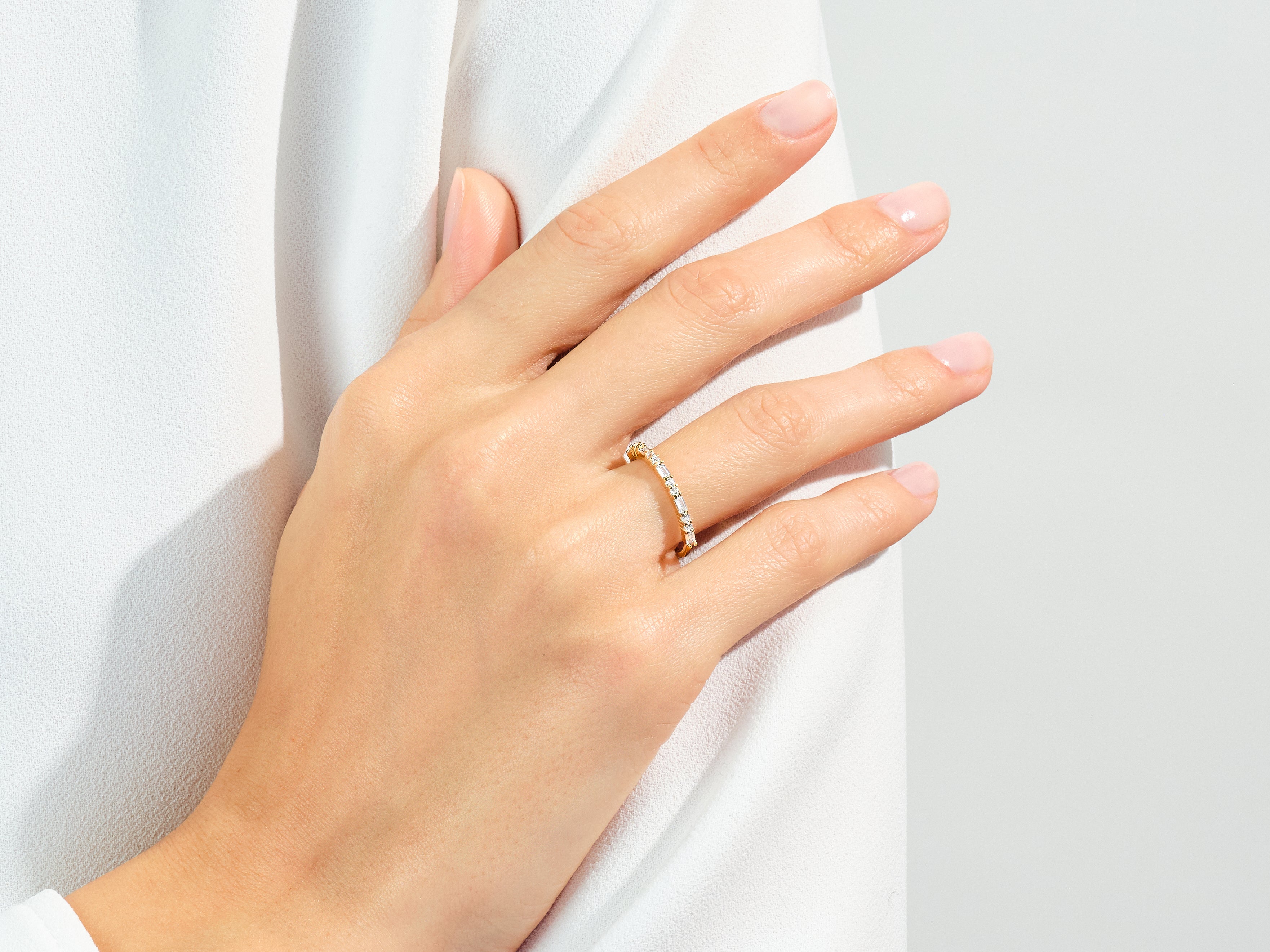 Alternating Baguette Wedding Band