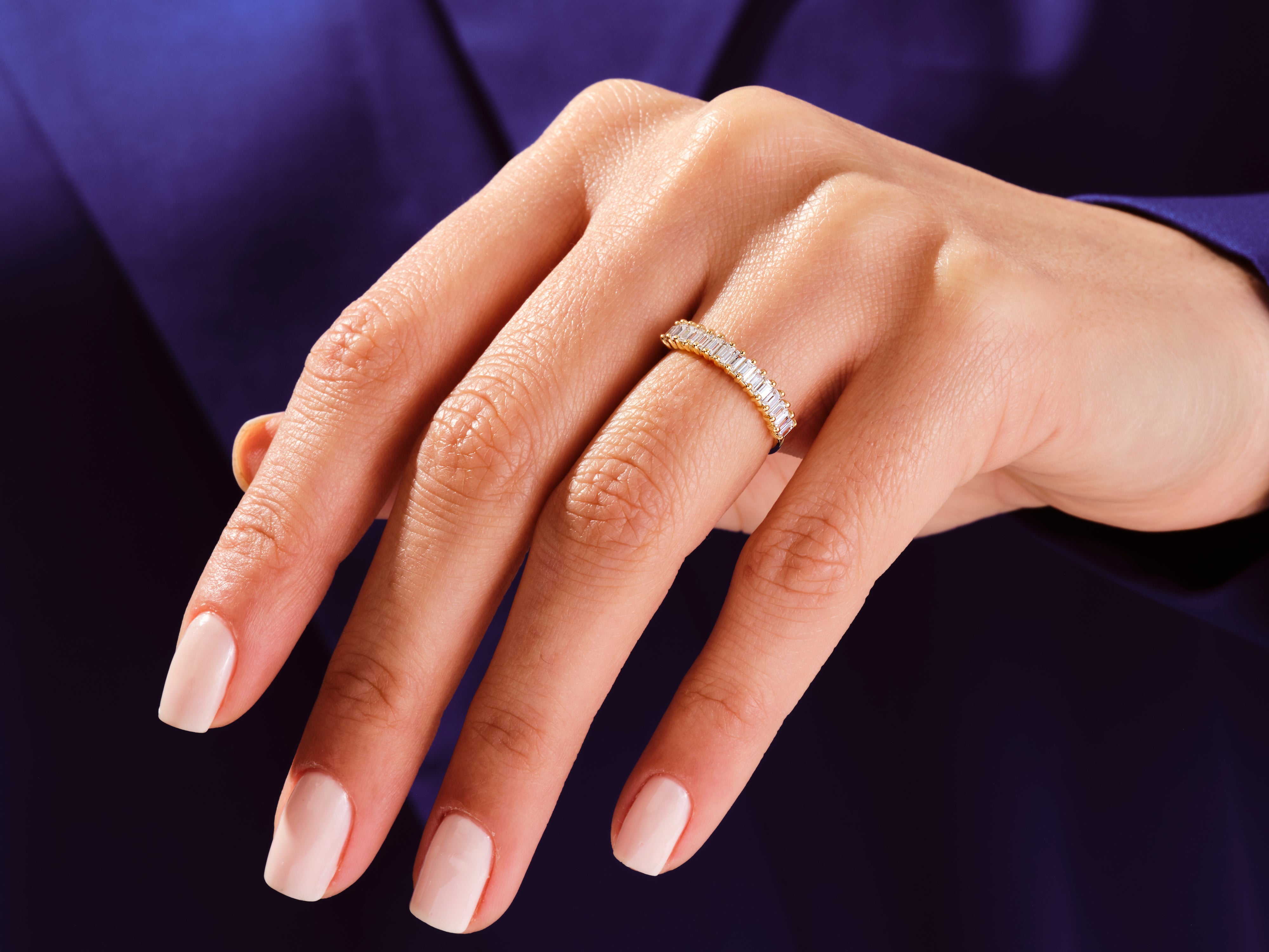Baguette Half Eternity Wedding Band