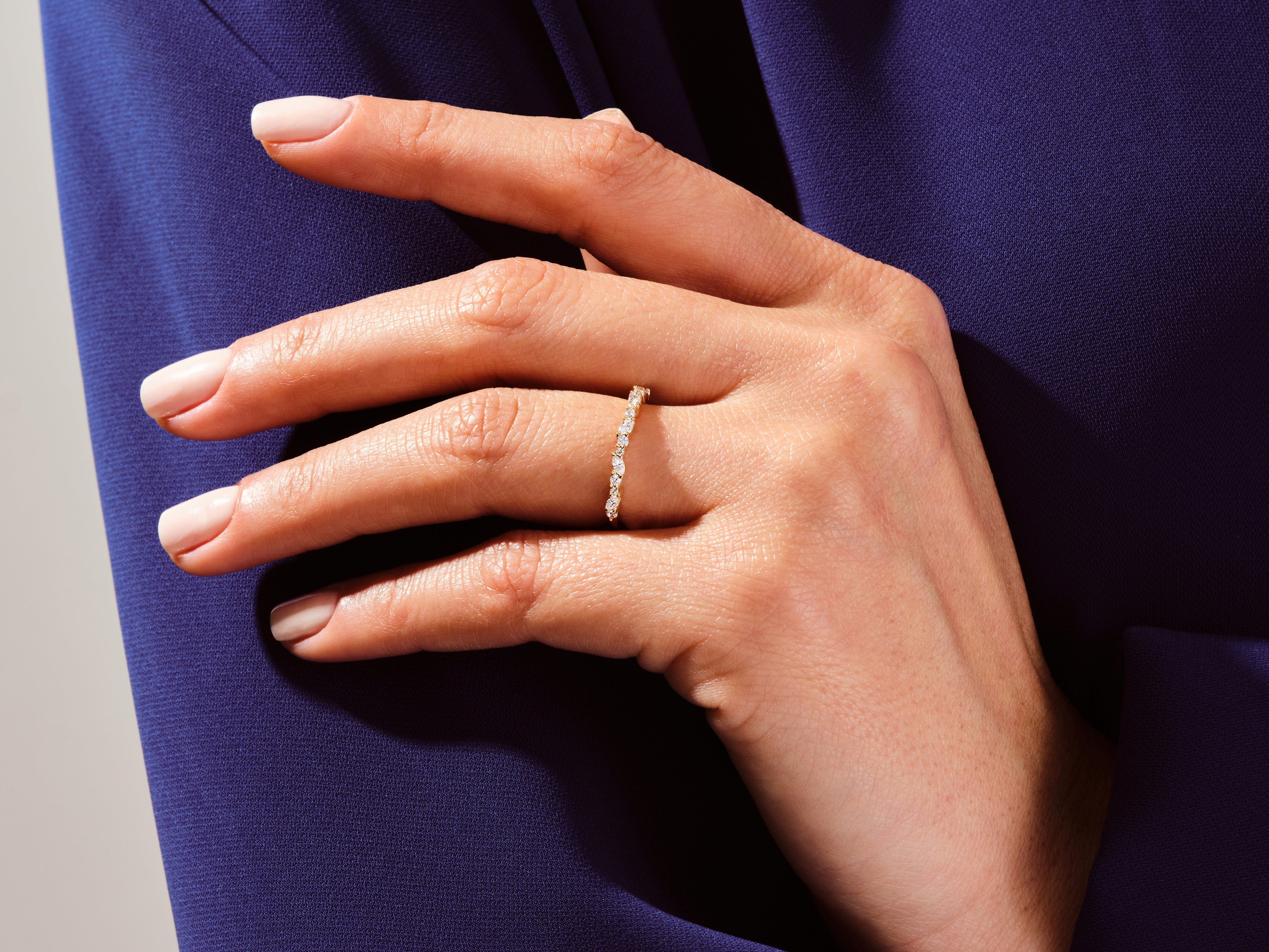 Half Eternity Marquise and Round Wedding Band