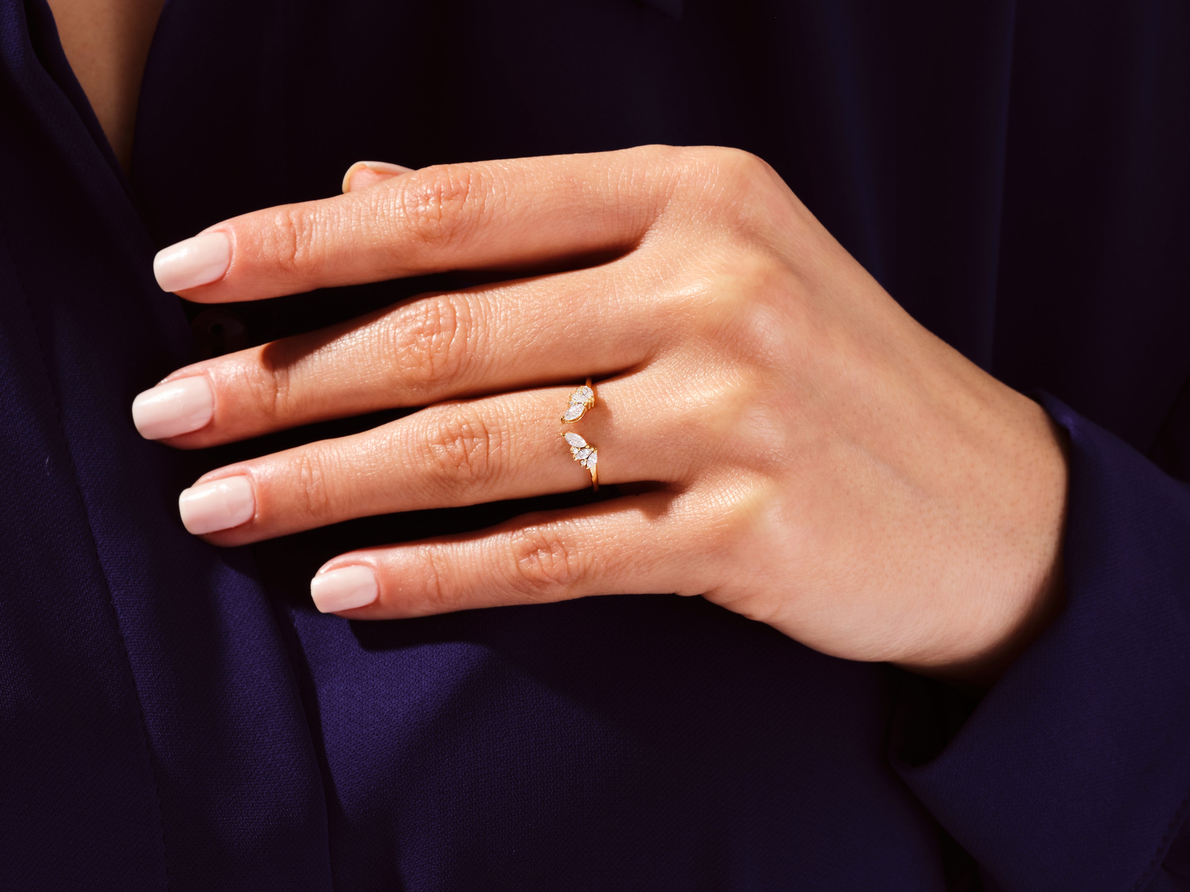 Open Marquise Cluster Wedding Band
