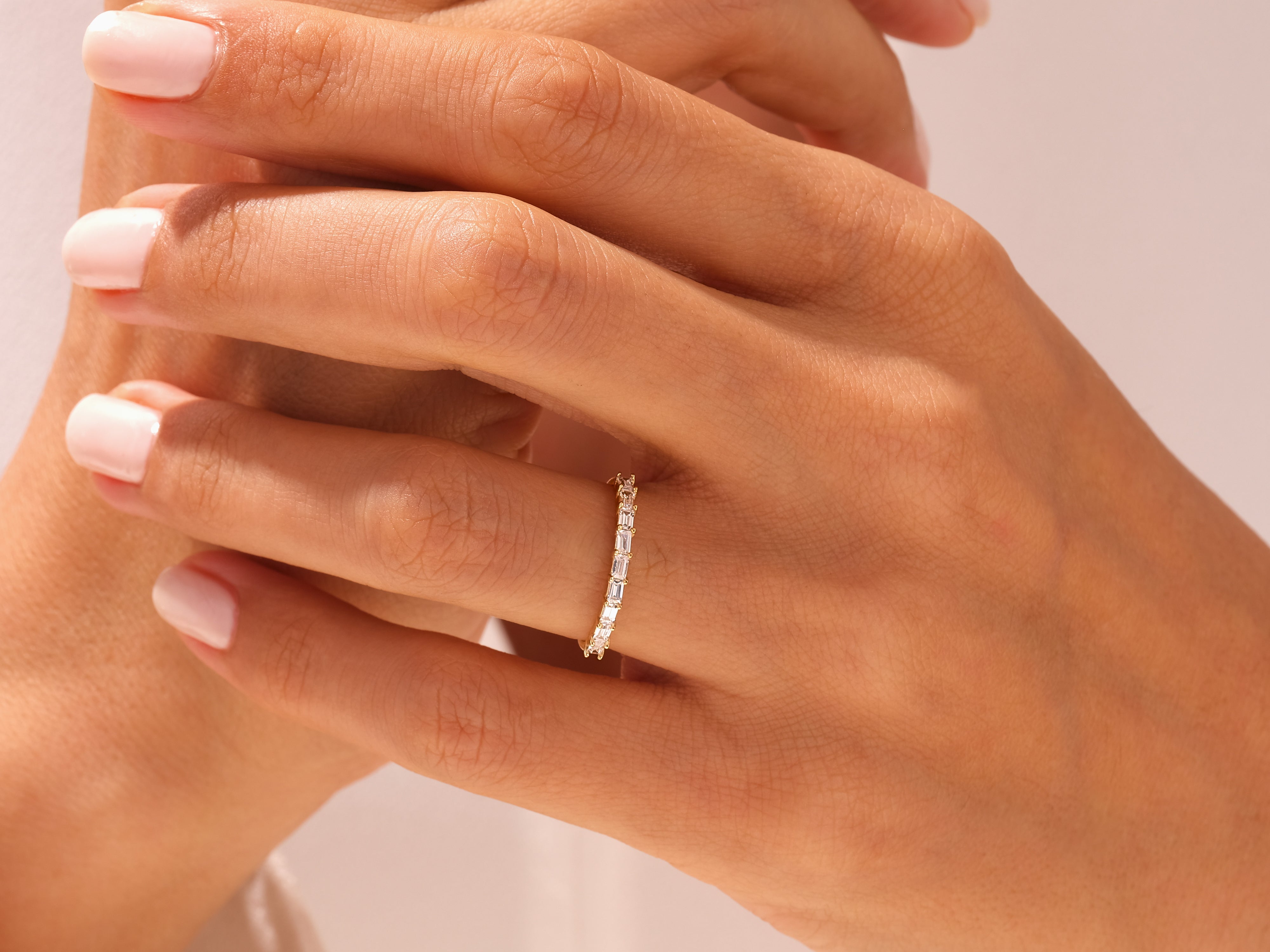 Horizontal Baguette Wedding Band