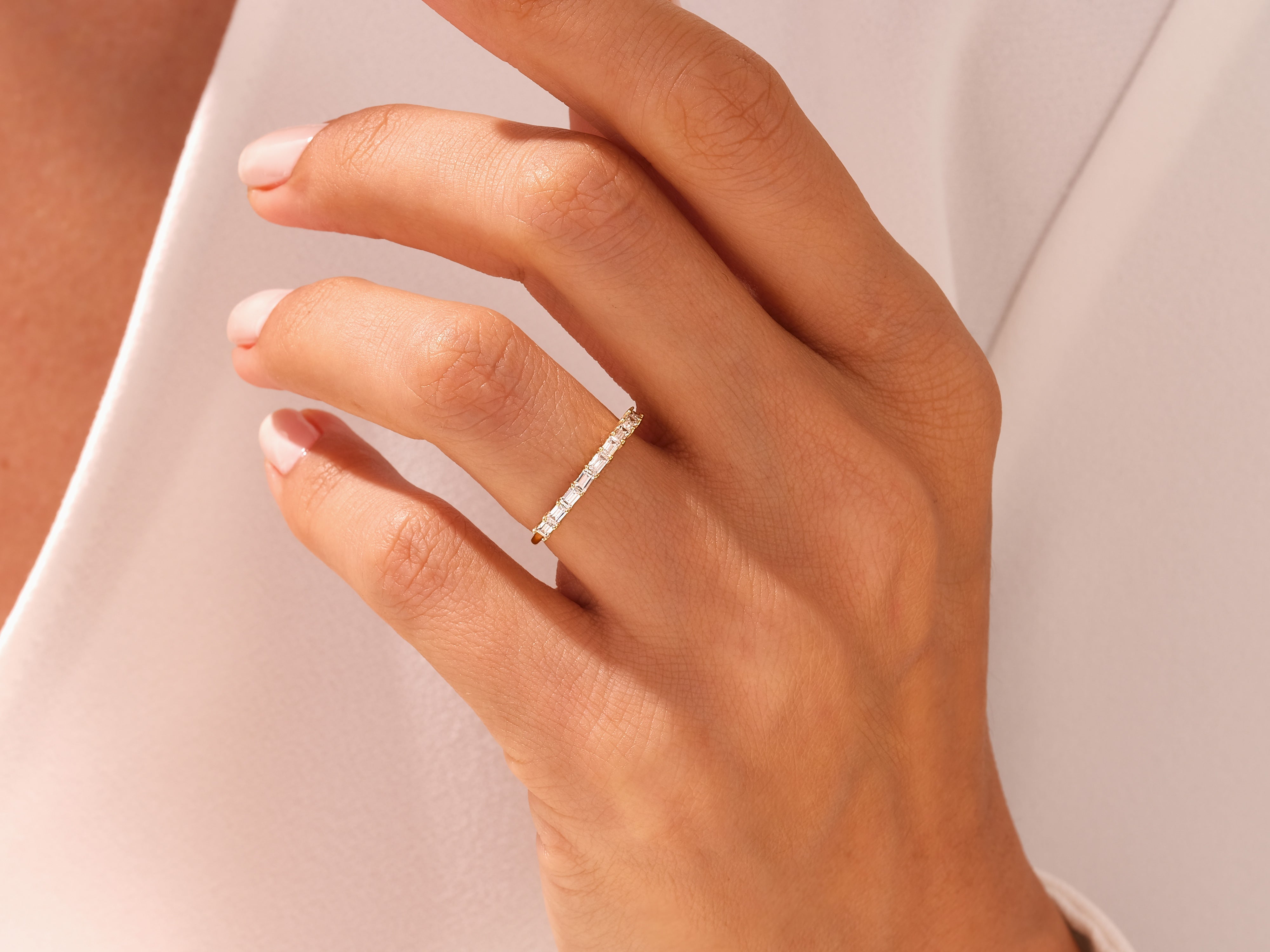 Horizontal Baguette Wedding Band