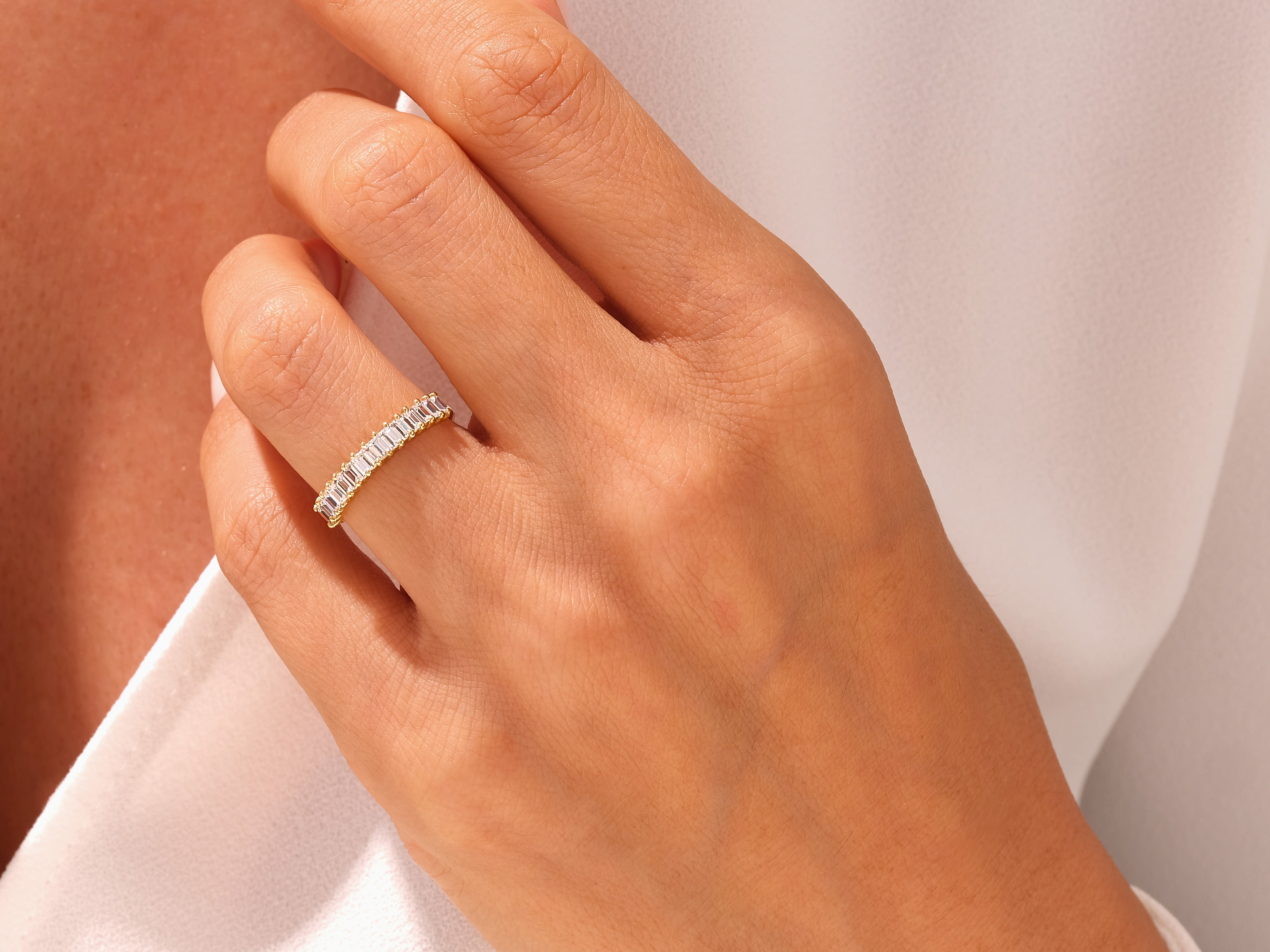 Baguette Half Eternity Wedding Band