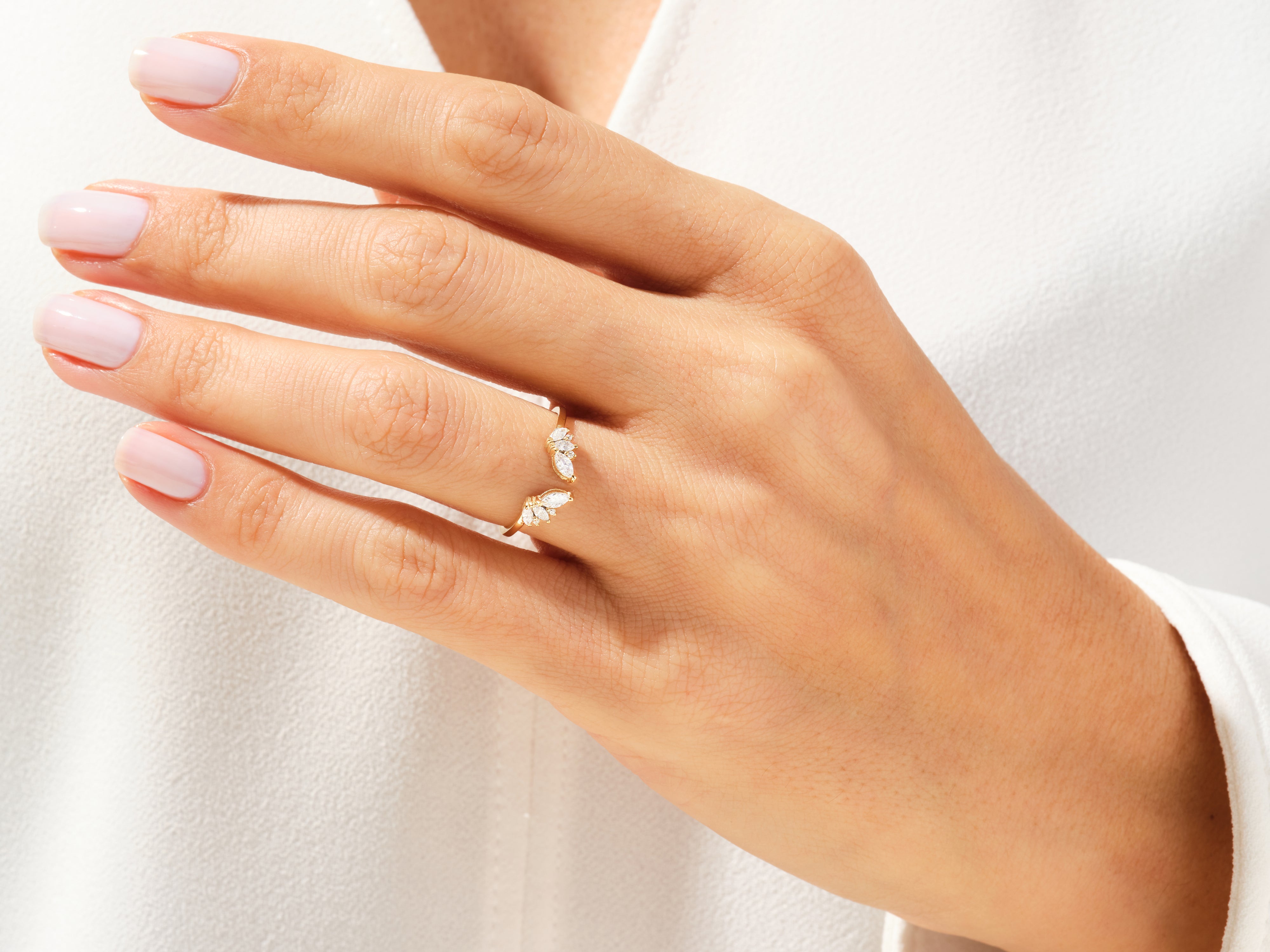Open Marquise Cluster Wedding Band