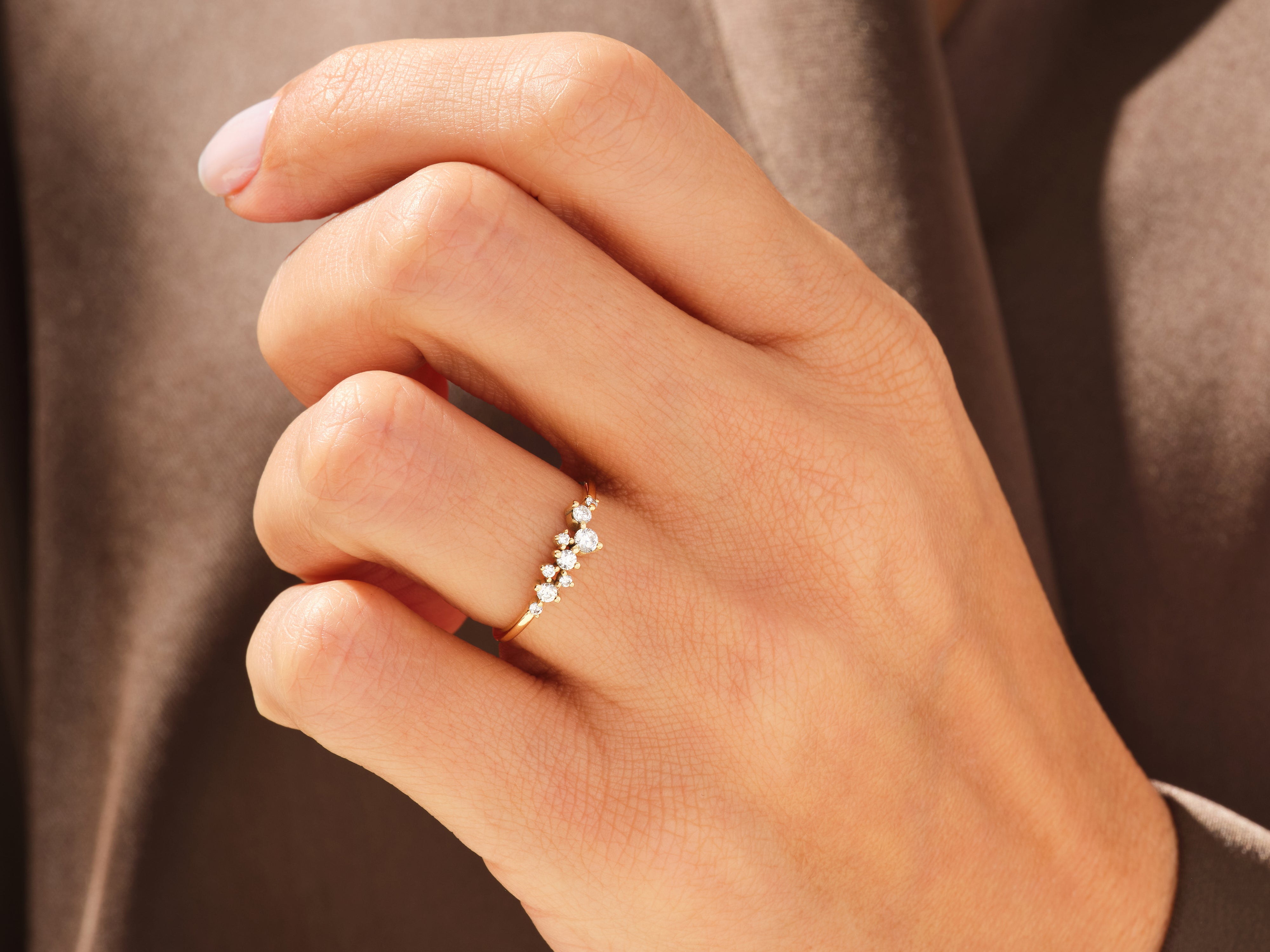 Tiny Cluster Wedding Band