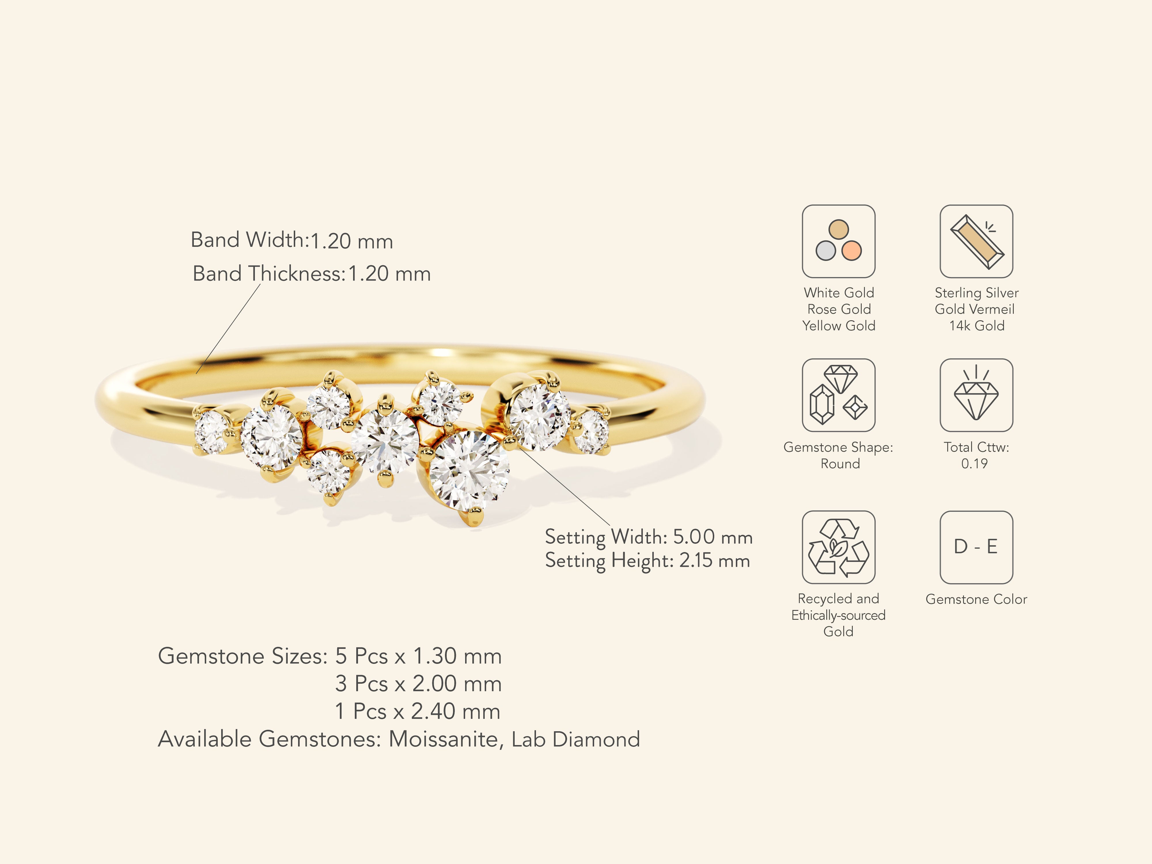 Tiny Cluster Wedding Band