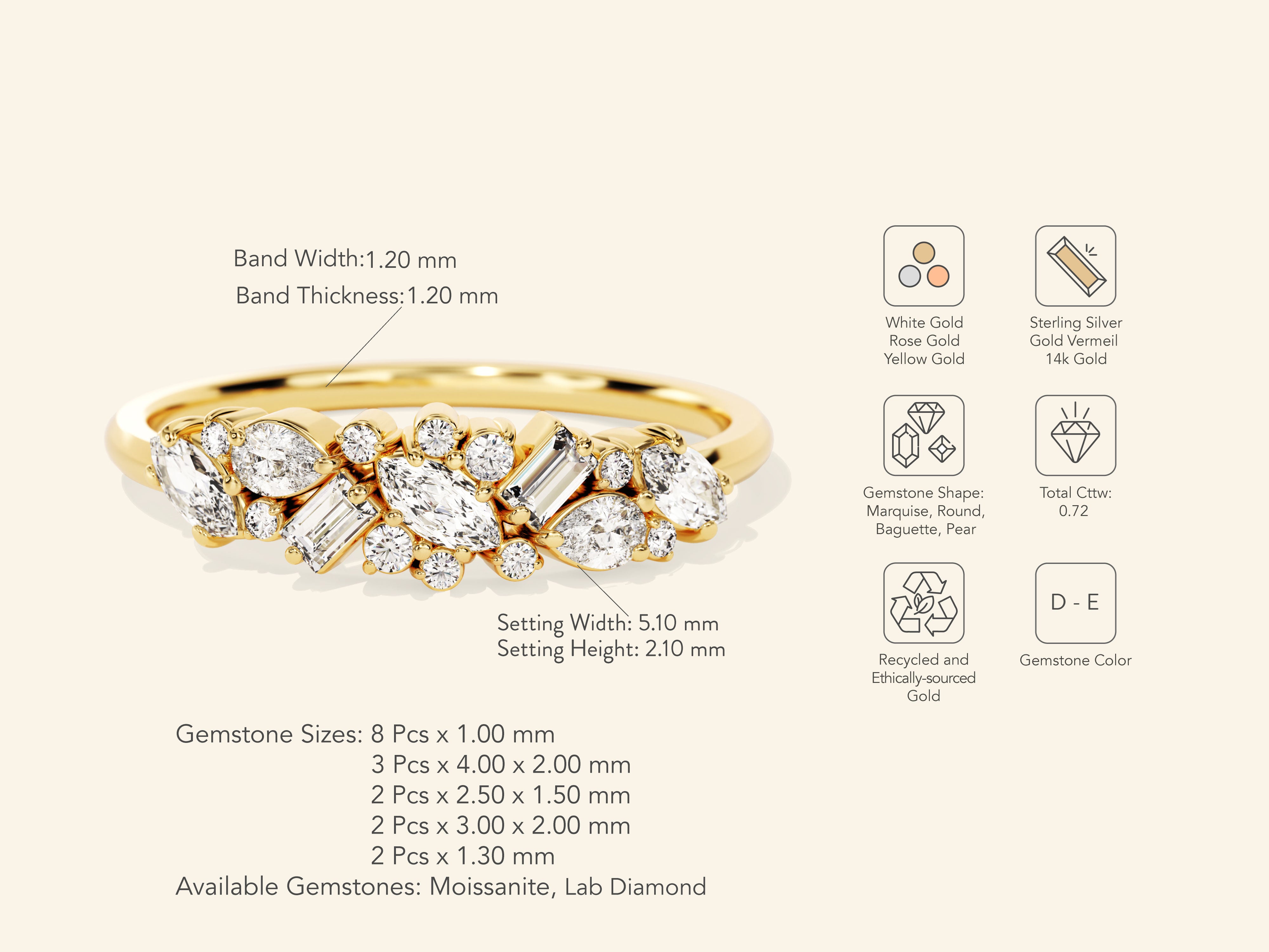 Vintage Cluster Wedding Band