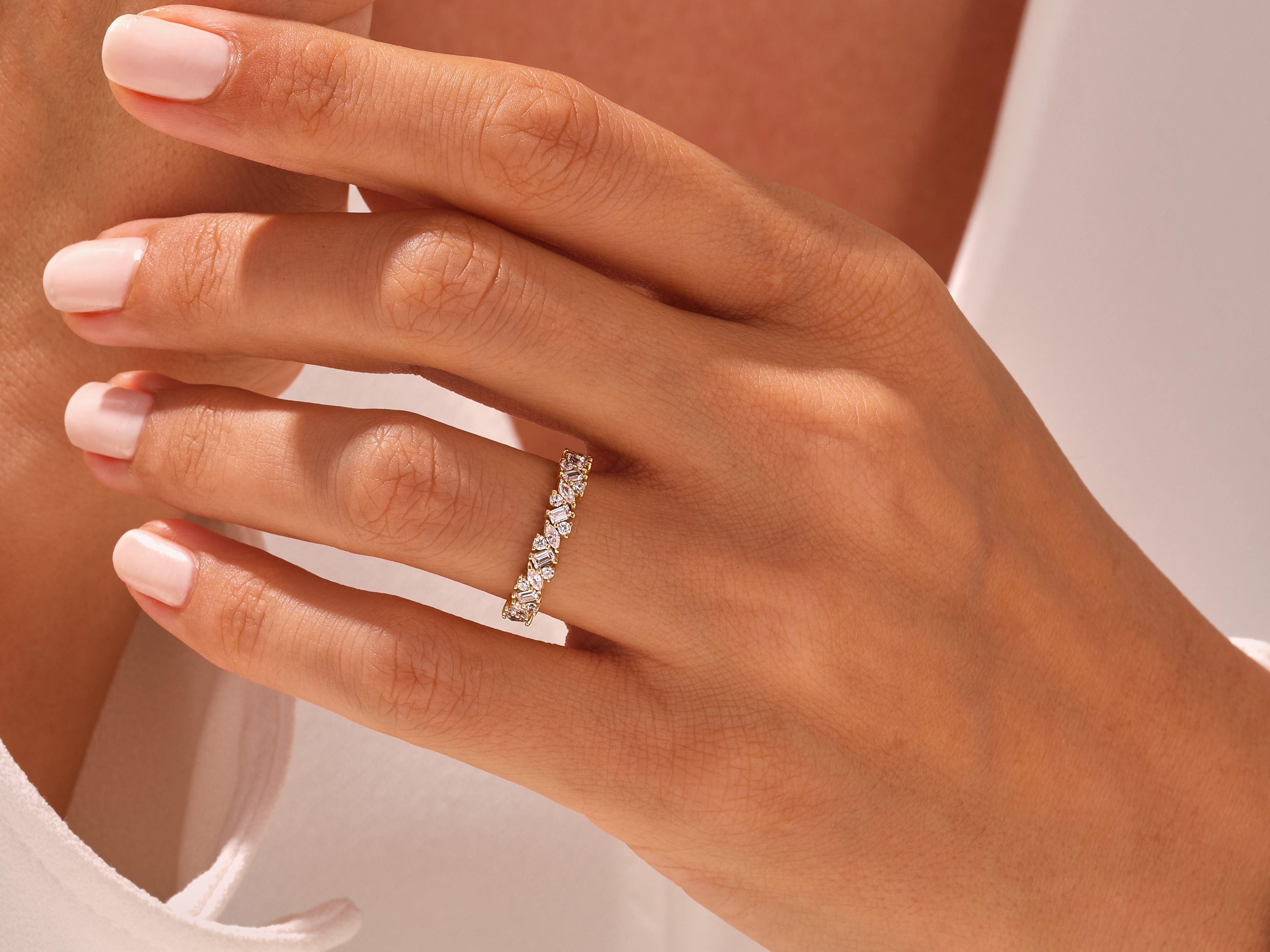 Multi Stone Cluster Wedding Band