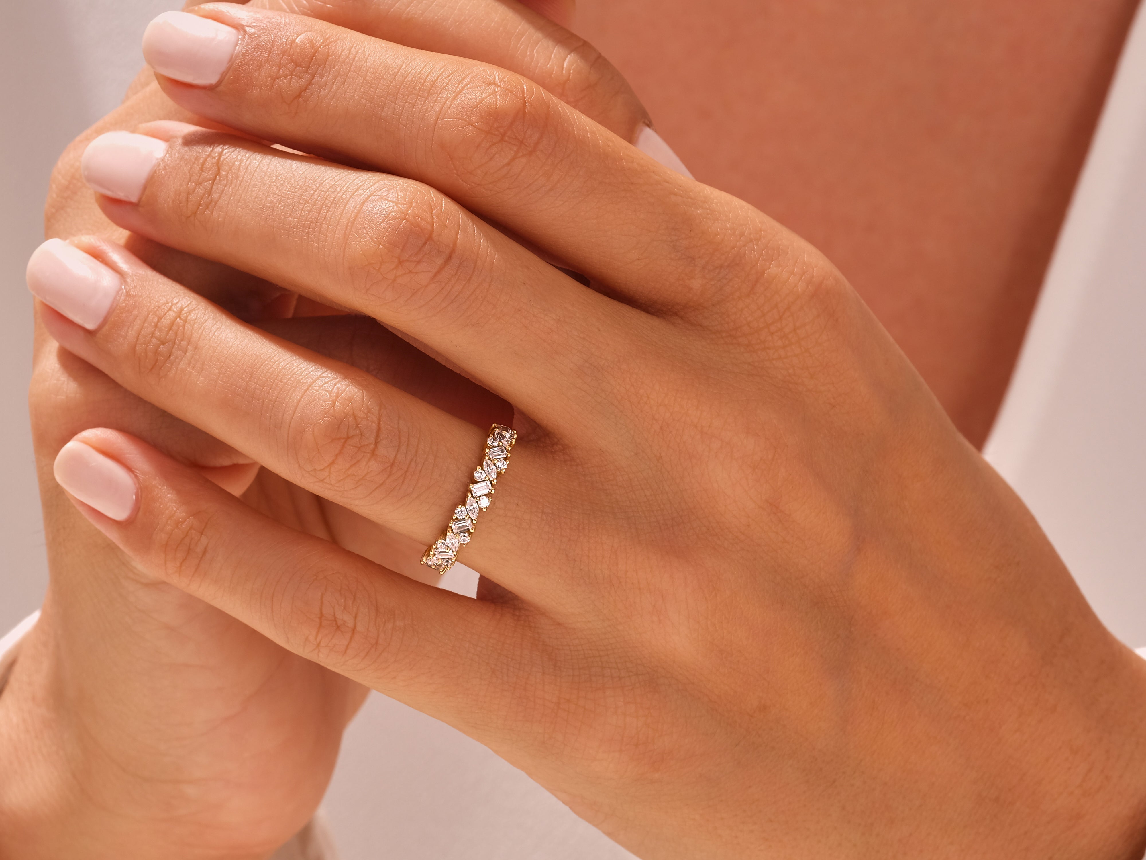 Multi Stone Cluster Wedding Band