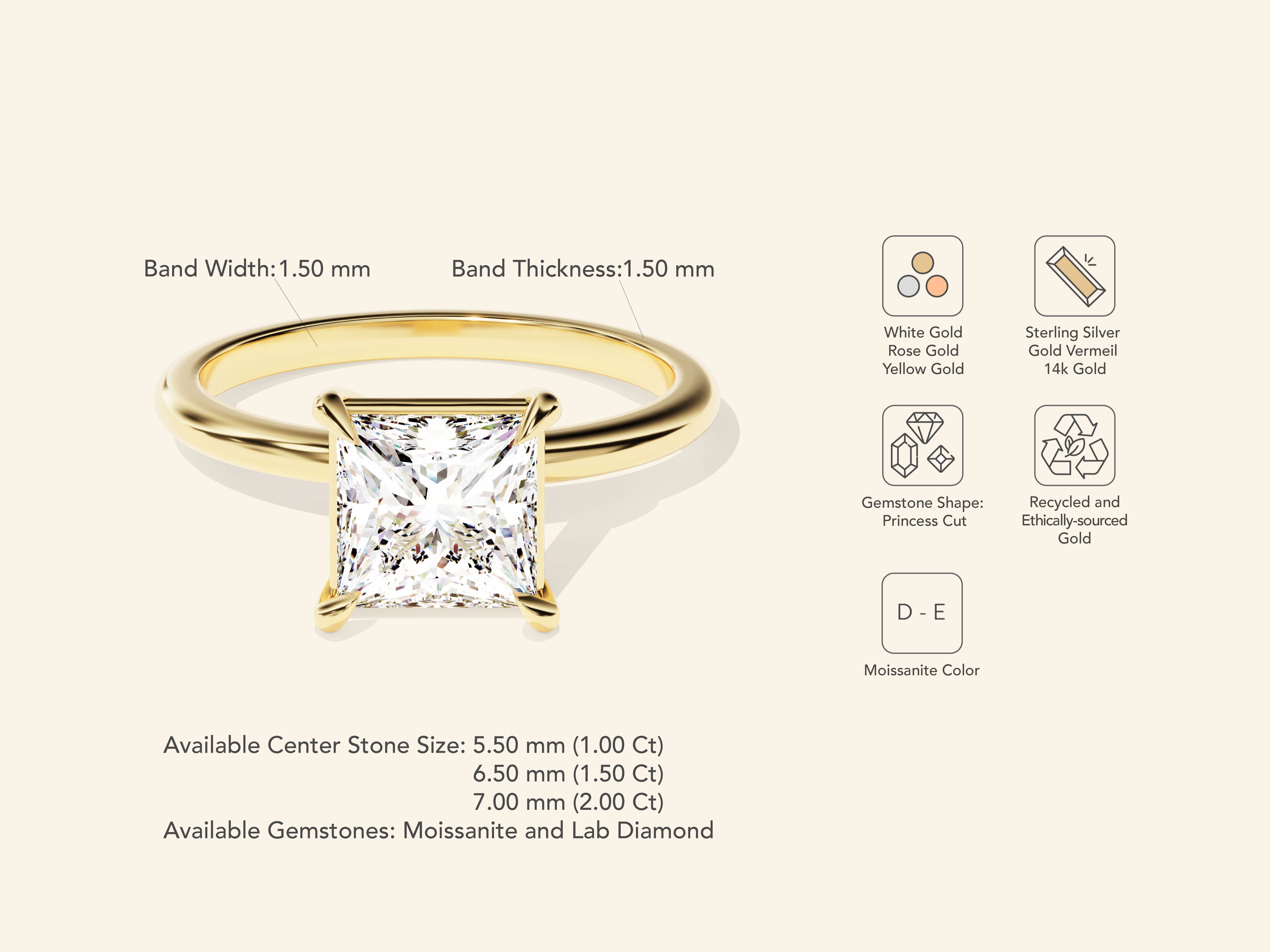 Princess Solitaire Engagement Ring