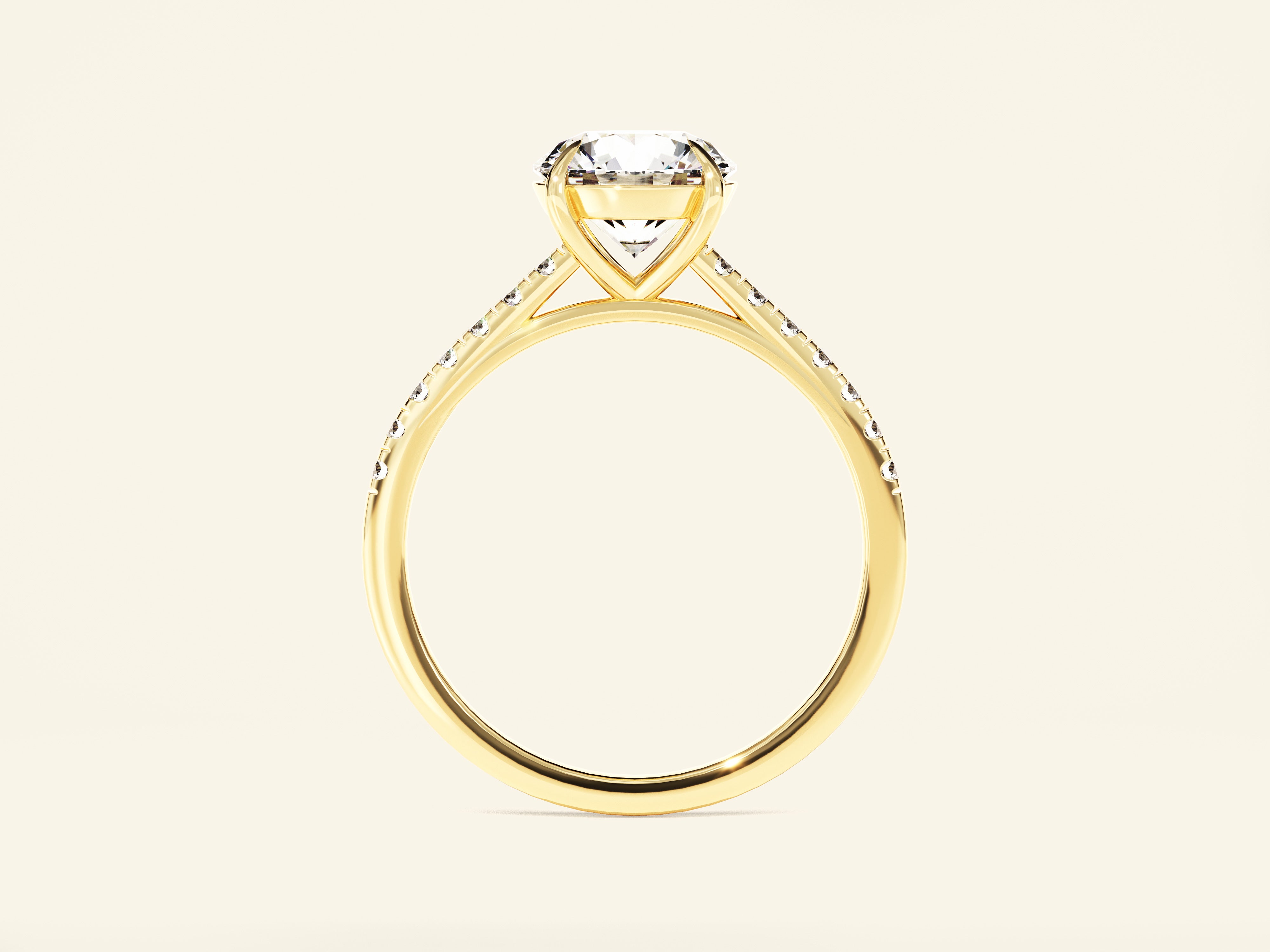 Round Cut Engagement Ring with Pave Set Side Stones