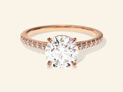 Round Cut Engagement Ring with Pave Set Side Stones