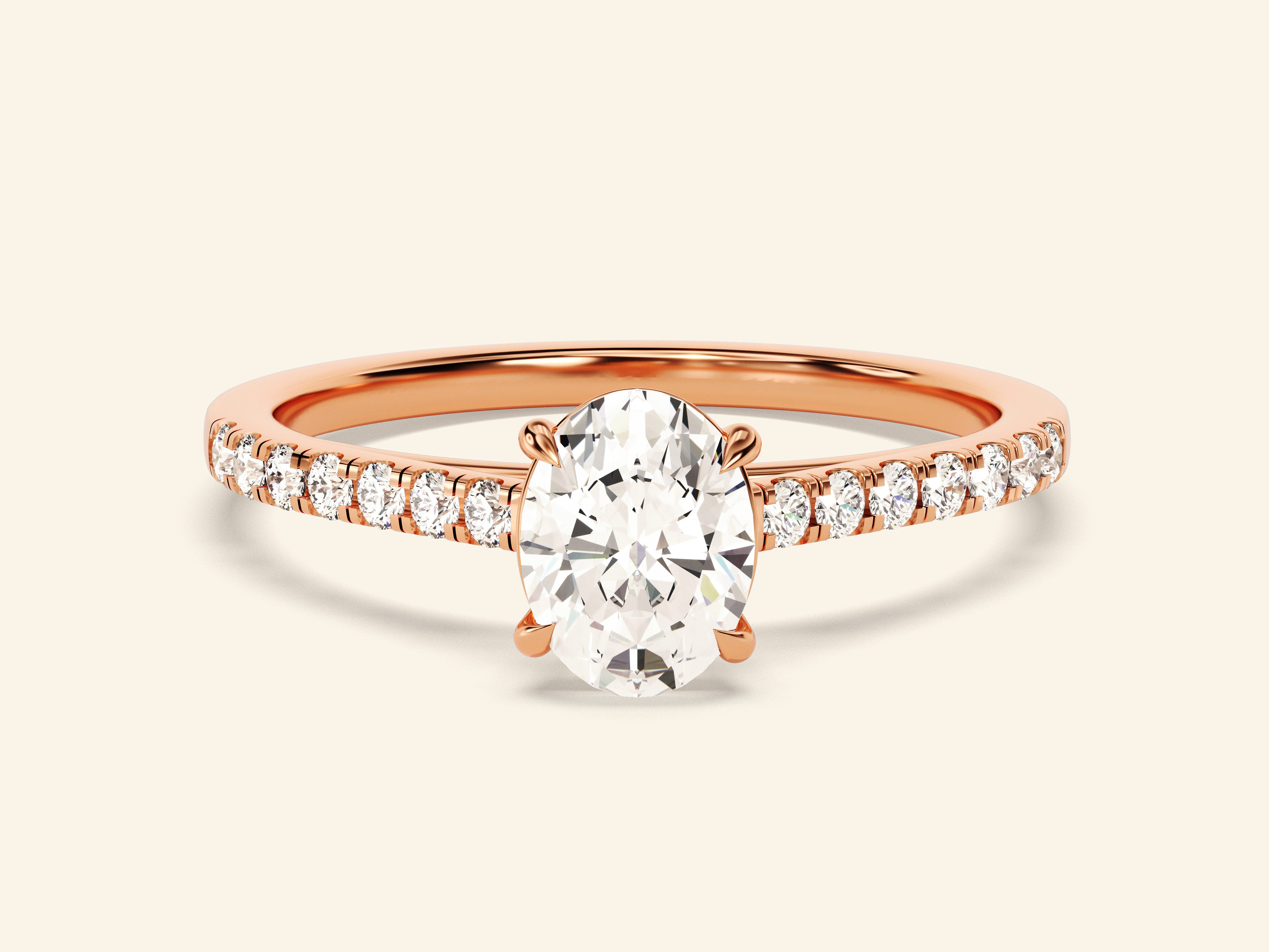 Oval Cut Engagement Ring with Pave Set Side Stones