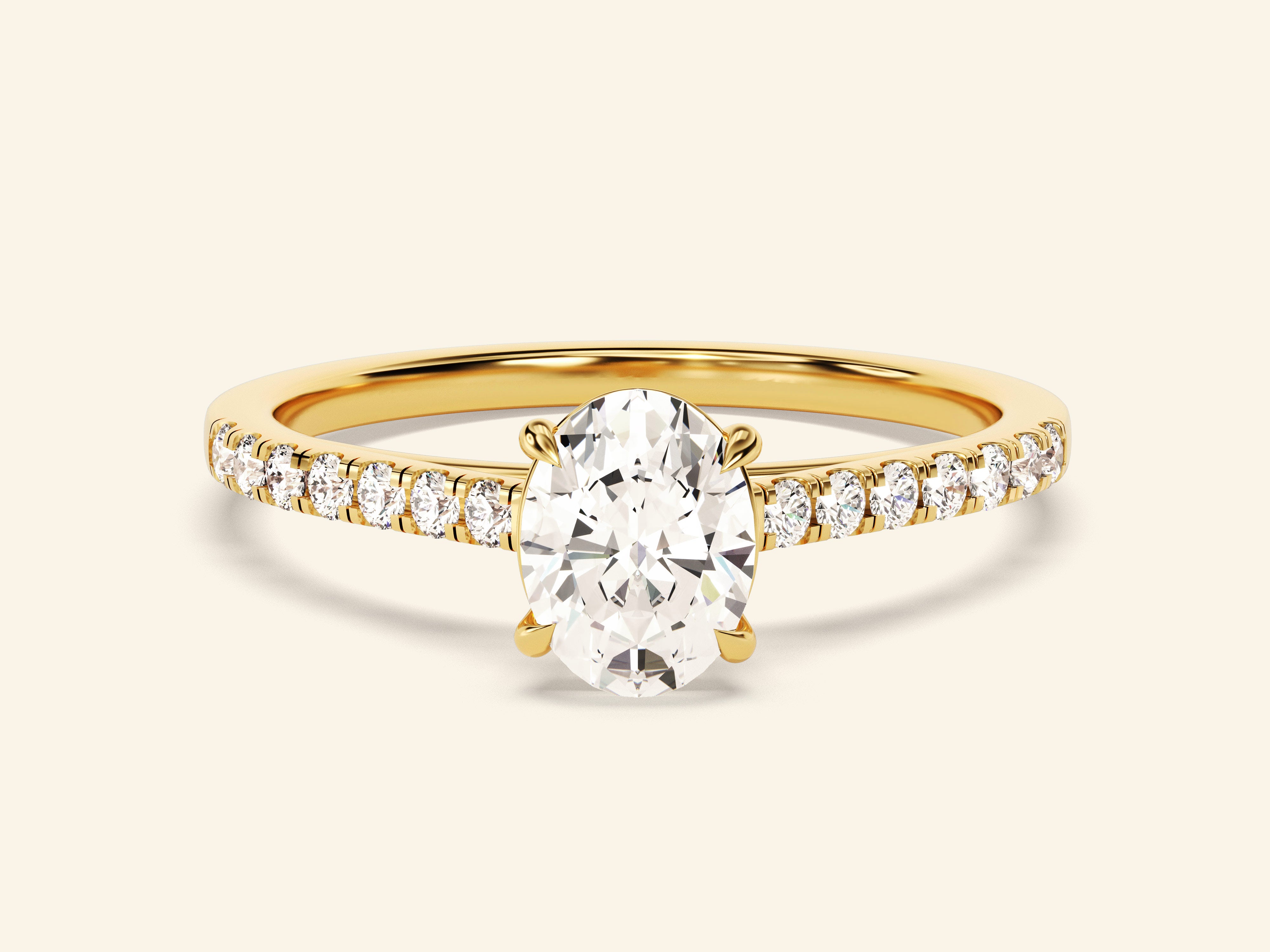 Oval Cut Engagement Ring with Pave Set Side Stones