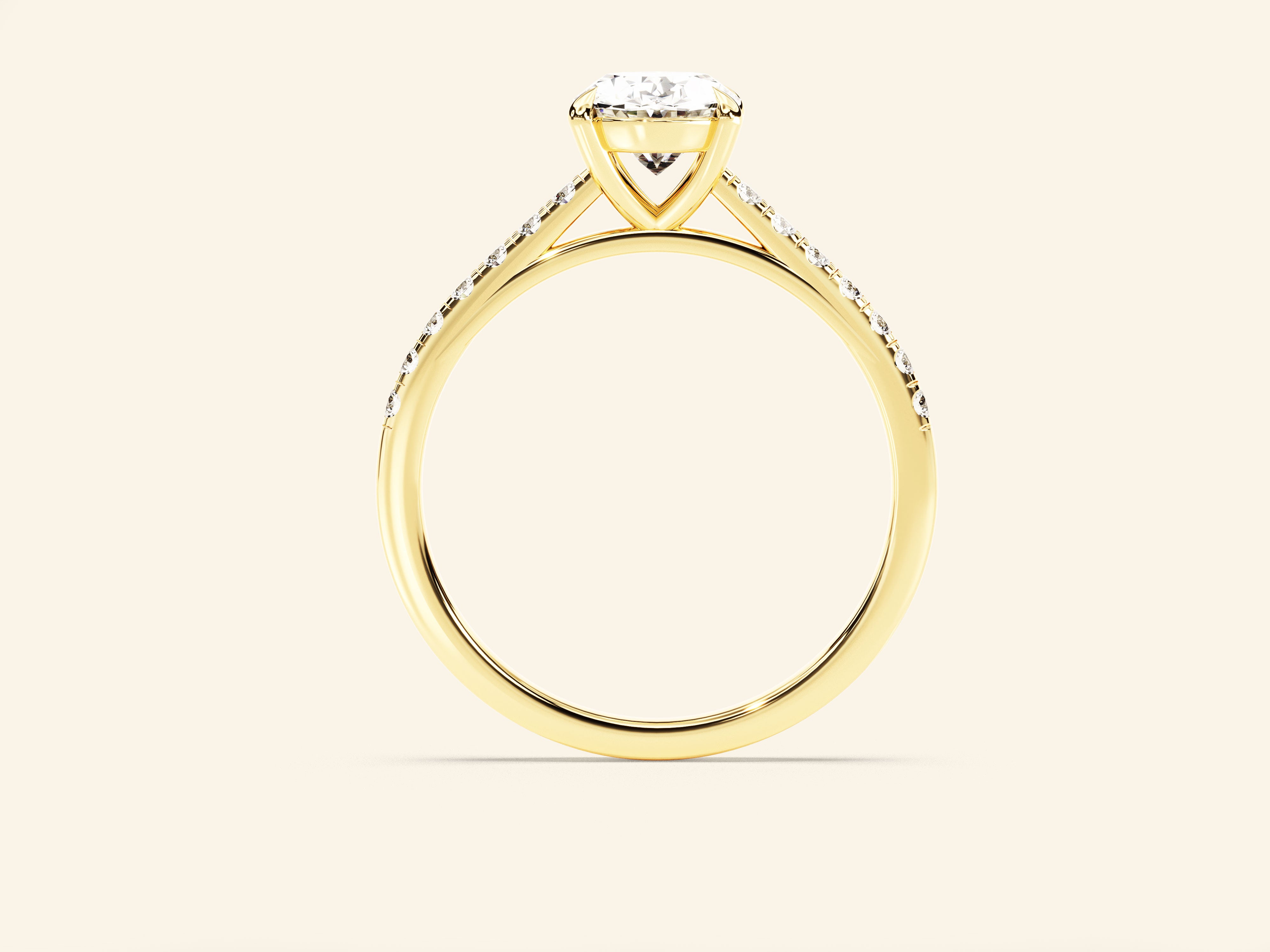 Oval Cut Engagement Ring with Pave Set Side Stones