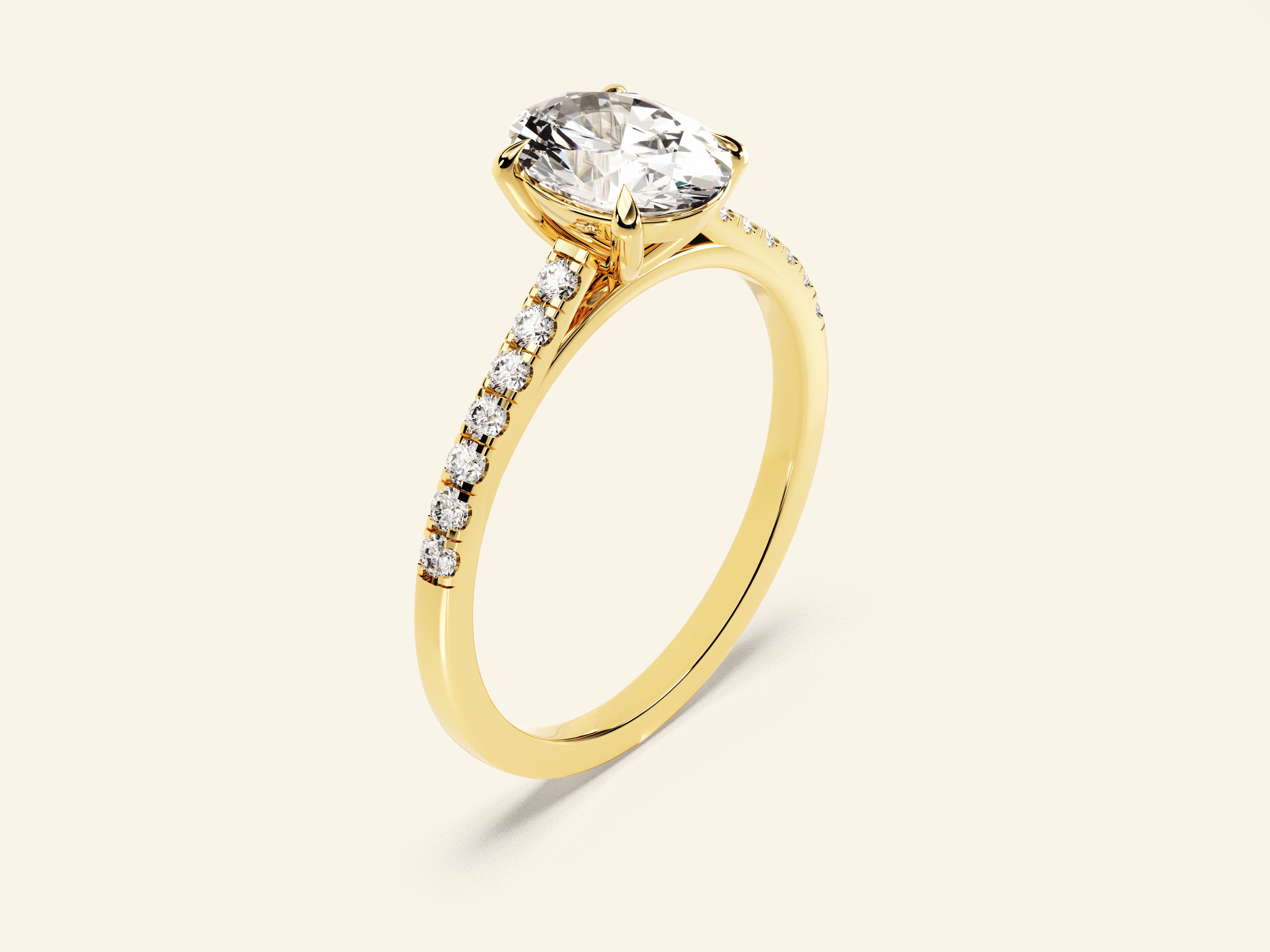Oval Cut Engagement Ring with Pave Set Side Stones