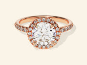 Round Halo Engagement Ring with Pave Set Side Stones
