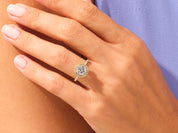 Round Halo Engagement Ring with Pave Set Side Stones