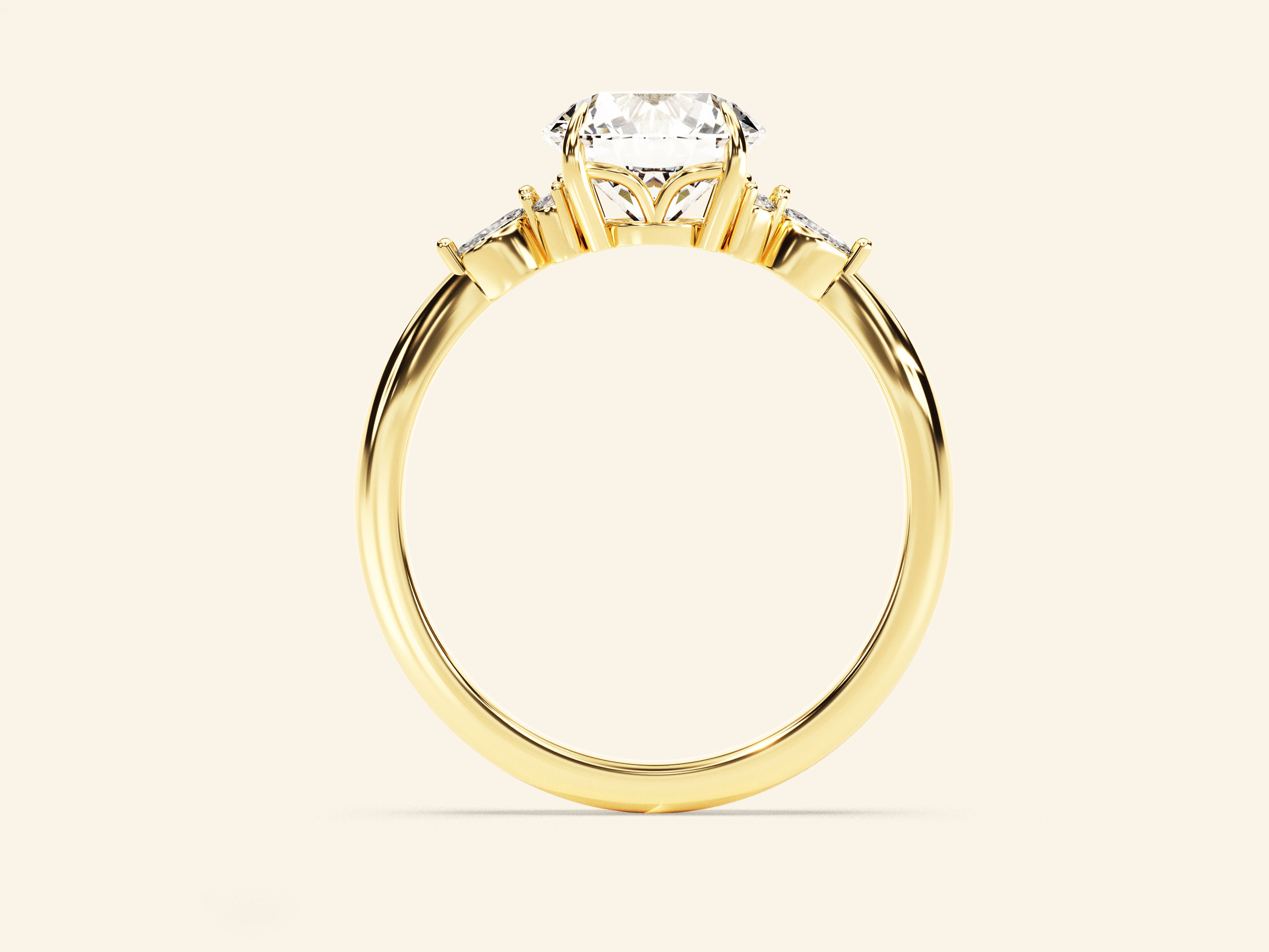 Cluster Accent Round Cut Engagement Ring