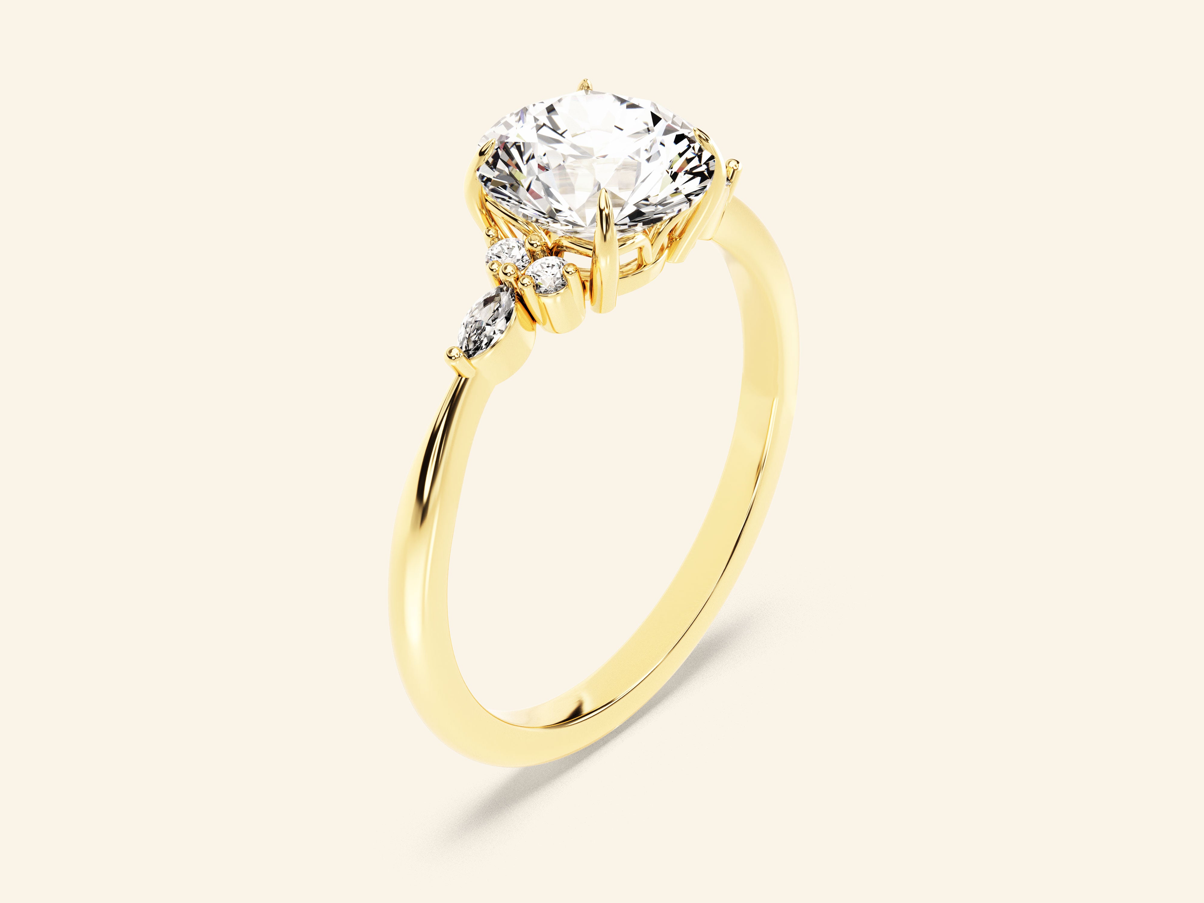 Cluster Accent Round Cut Engagement Ring