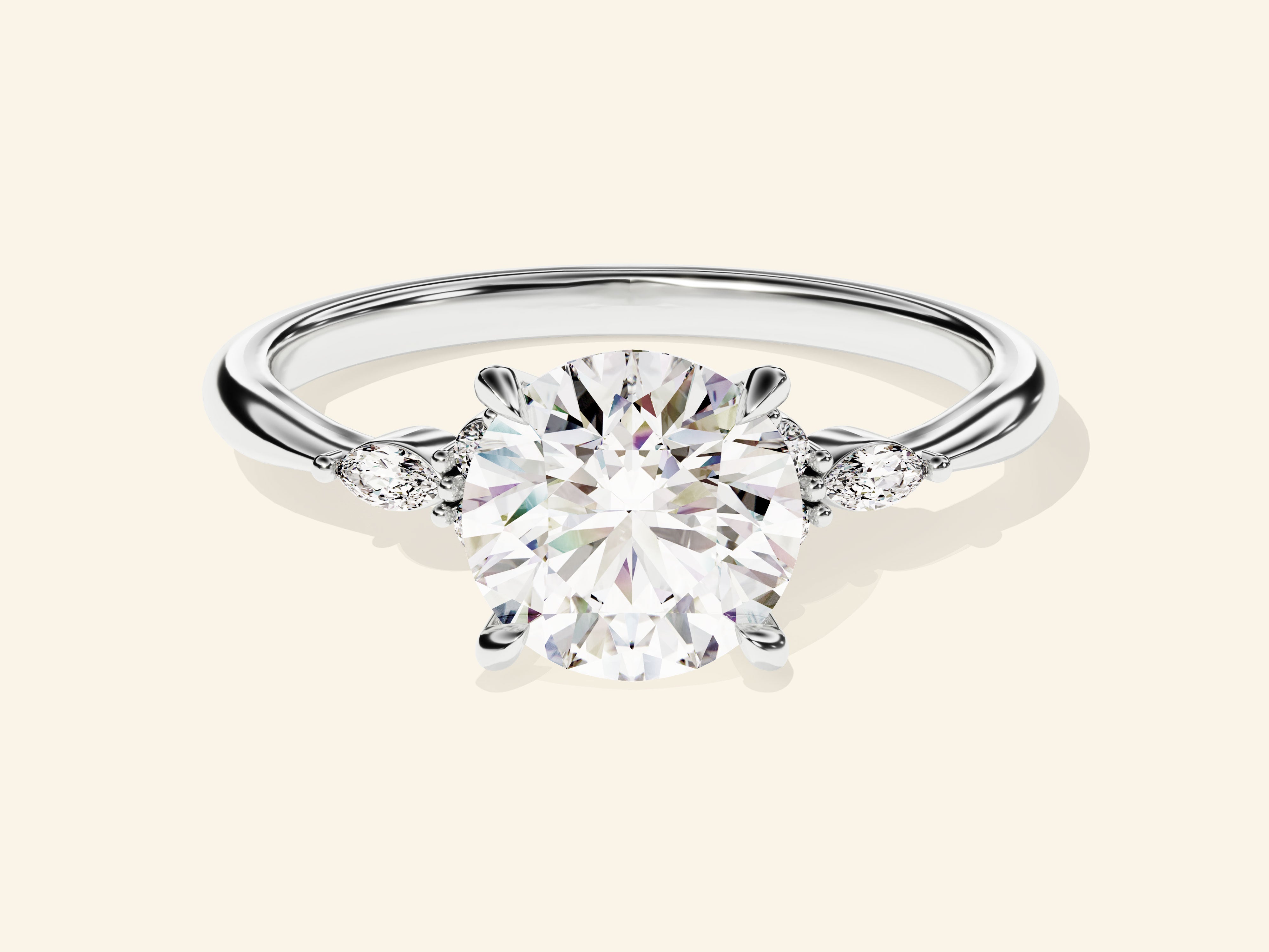 Cluster Accent Round Cut Engagement Ring