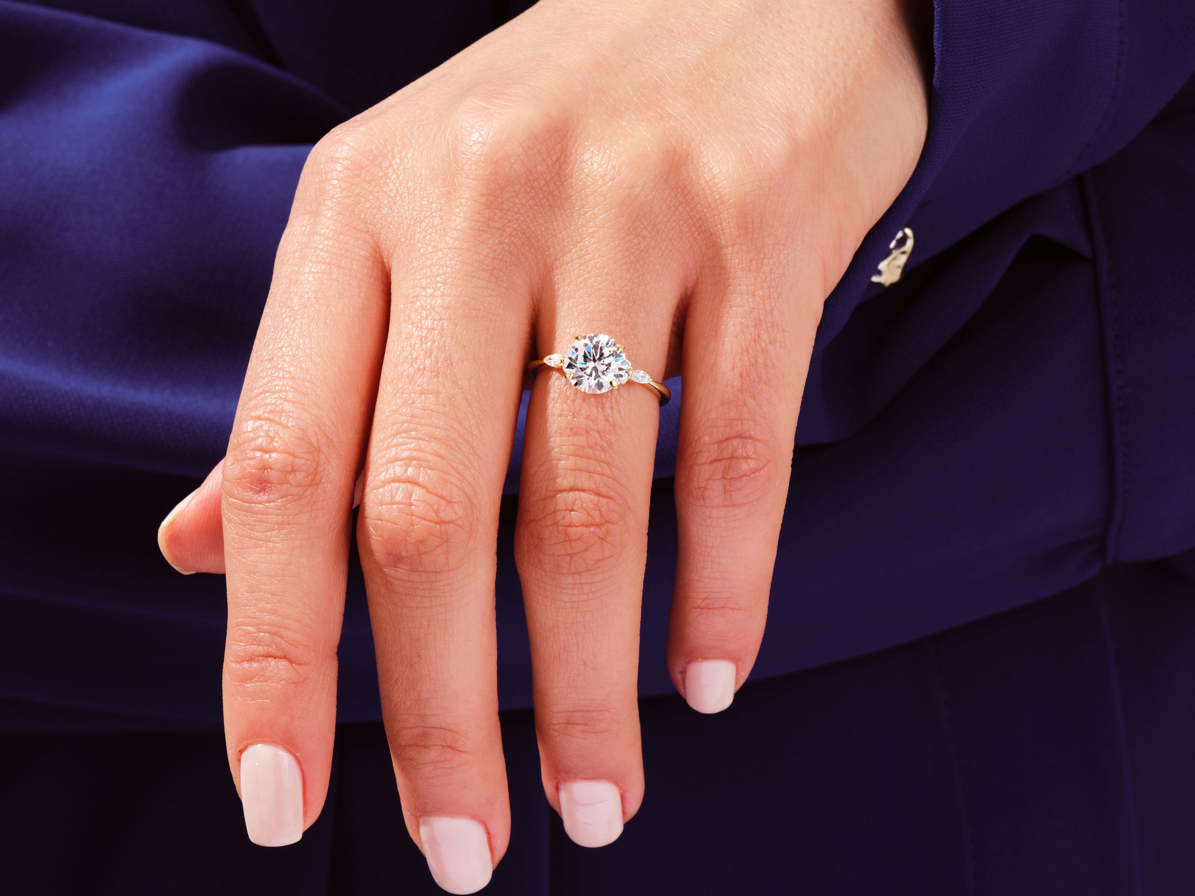 Cluster Accent Round Cut Engagement Ring