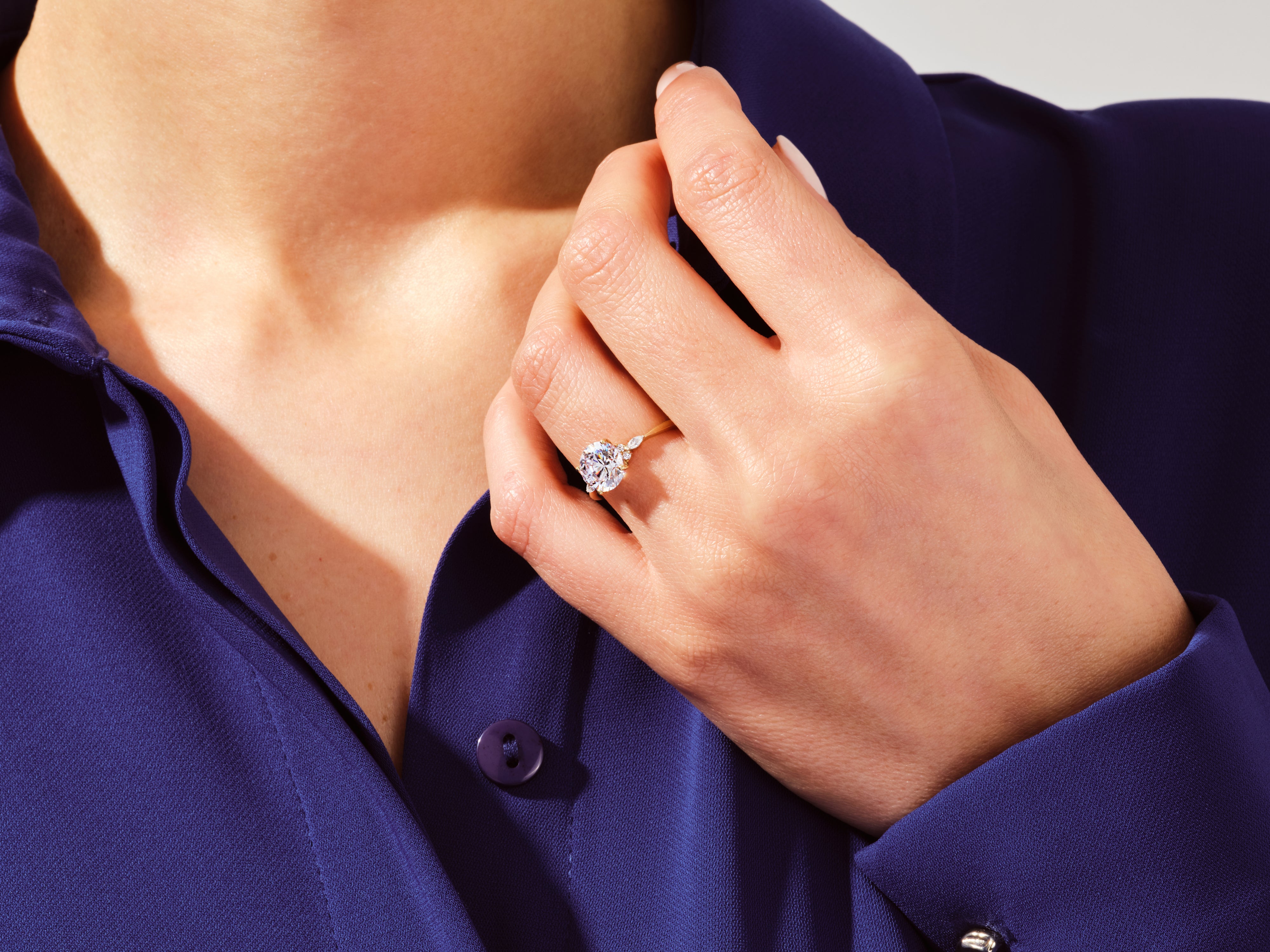 Cluster Accent Round Cut Engagement Ring