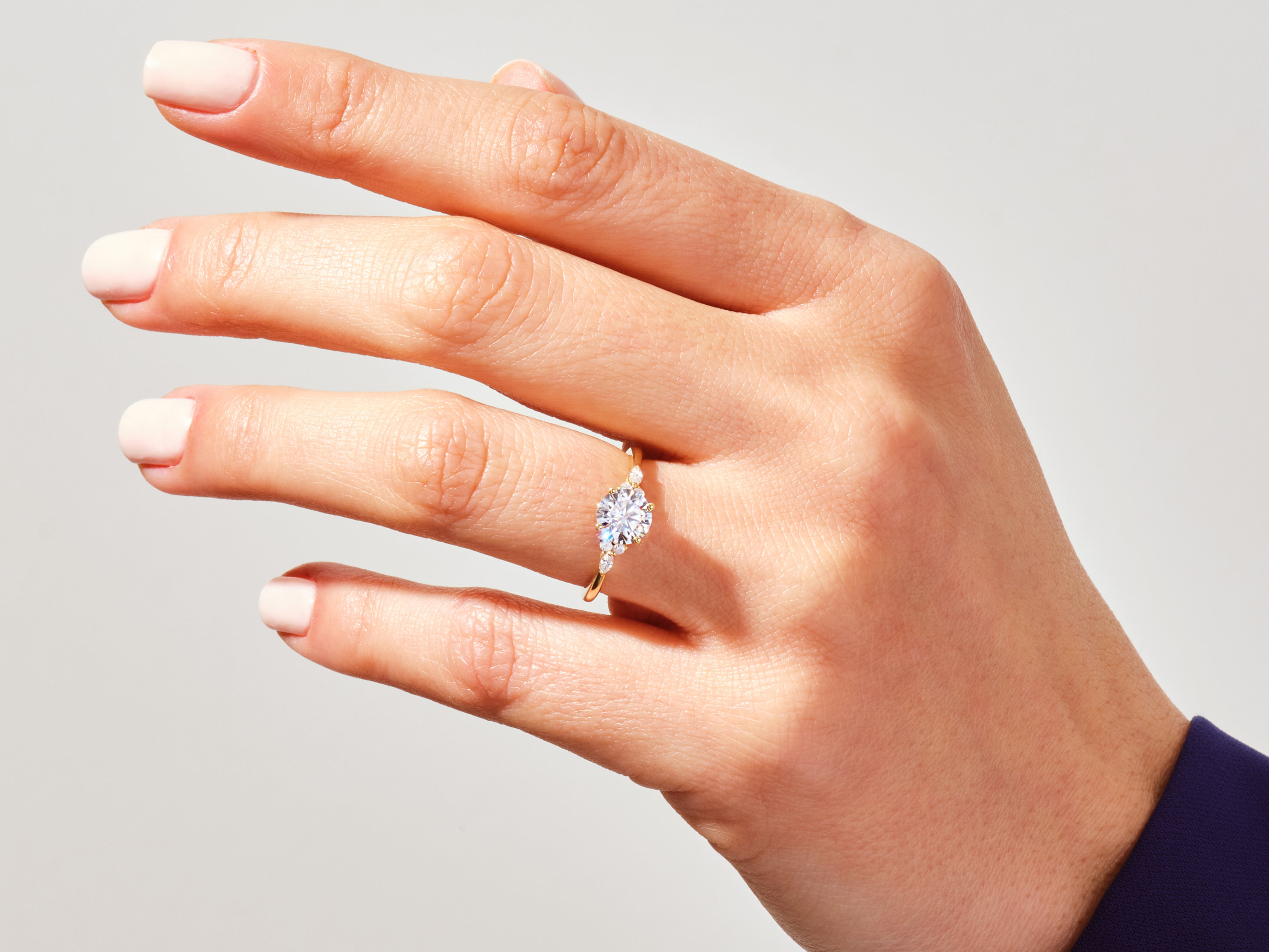 Cluster Accent Round Cut Engagement Ring