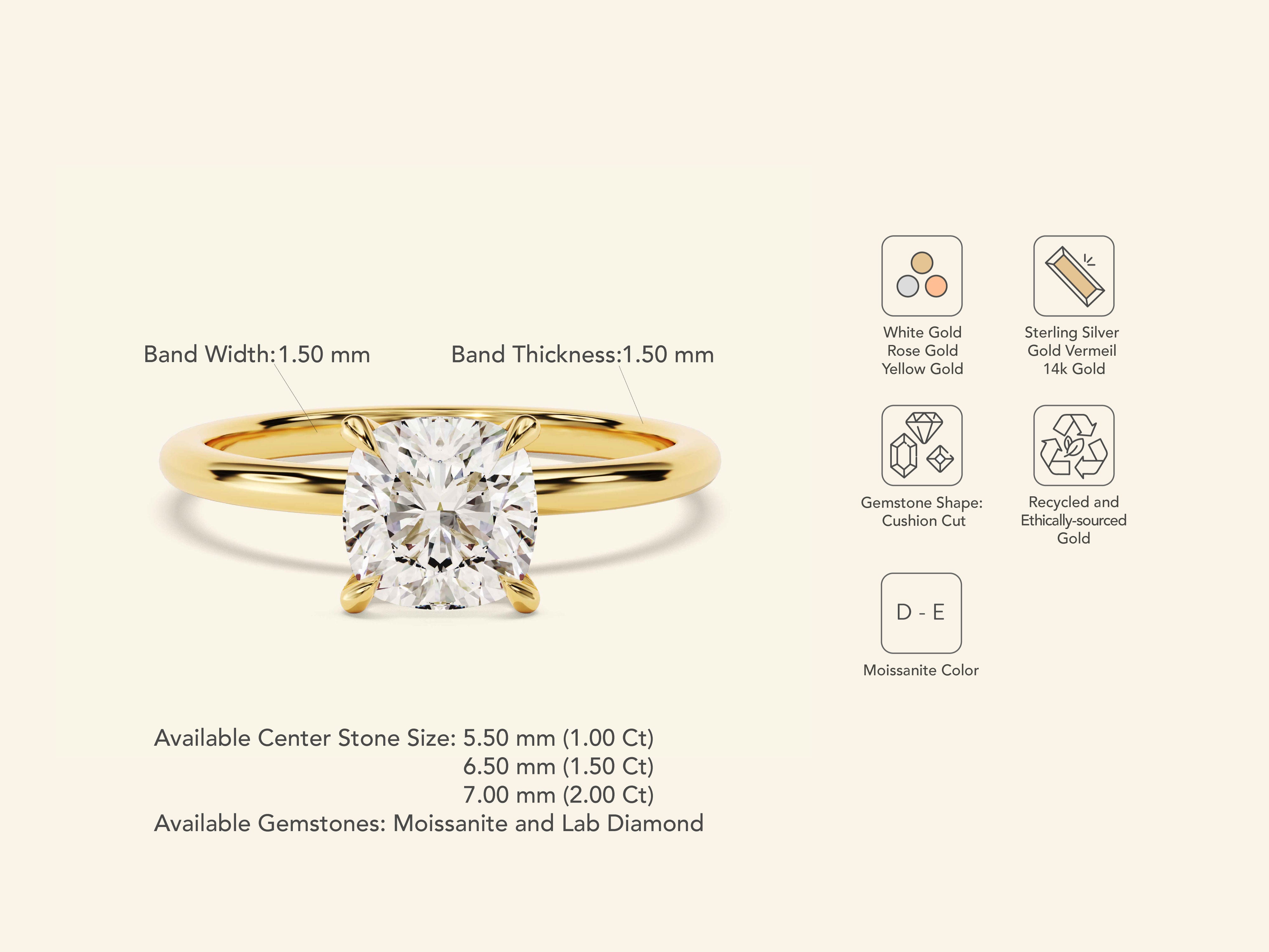 Cushion Solitaire Engagement Ring