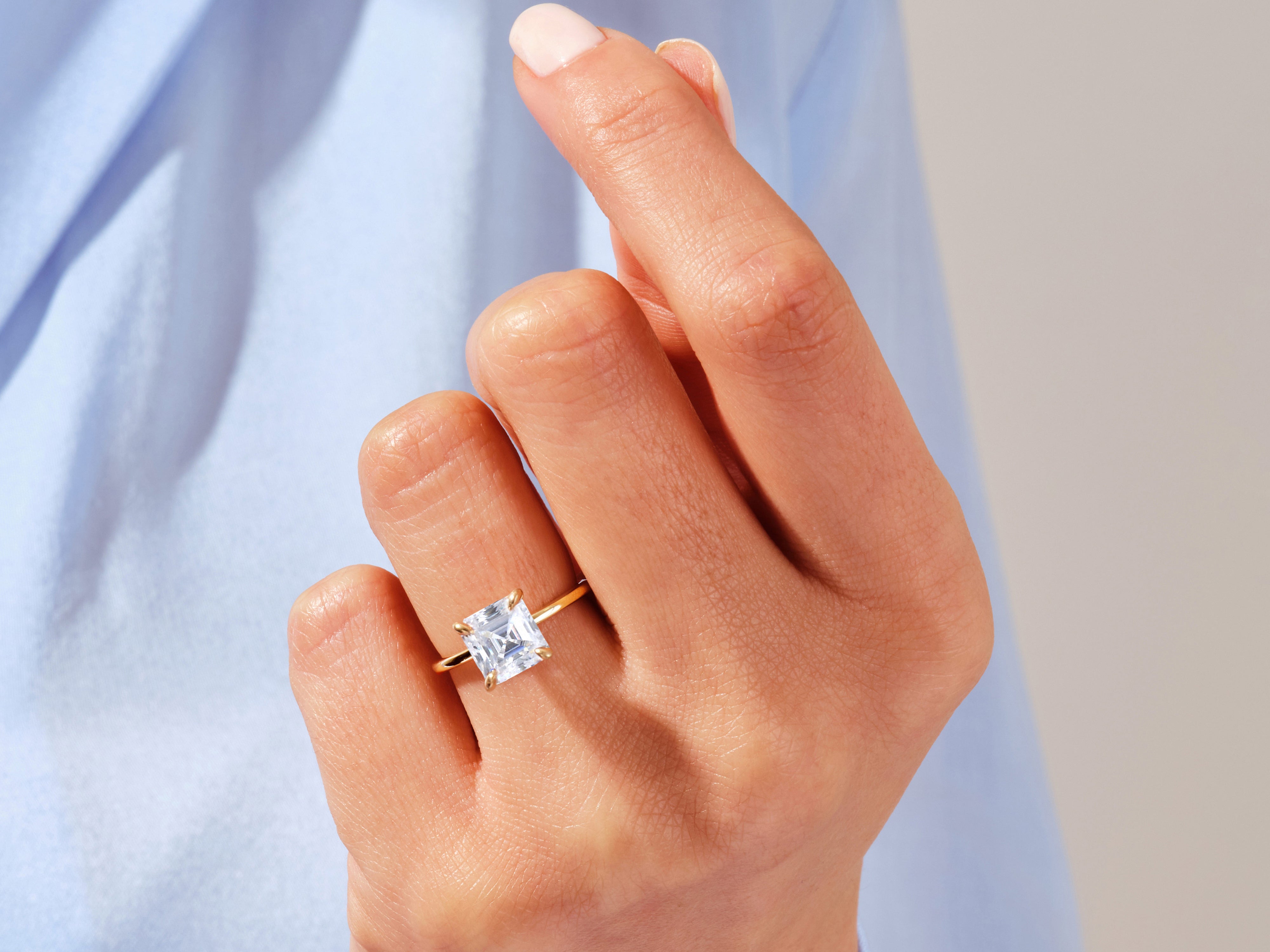 Asscher Solitaire Engagement Ring