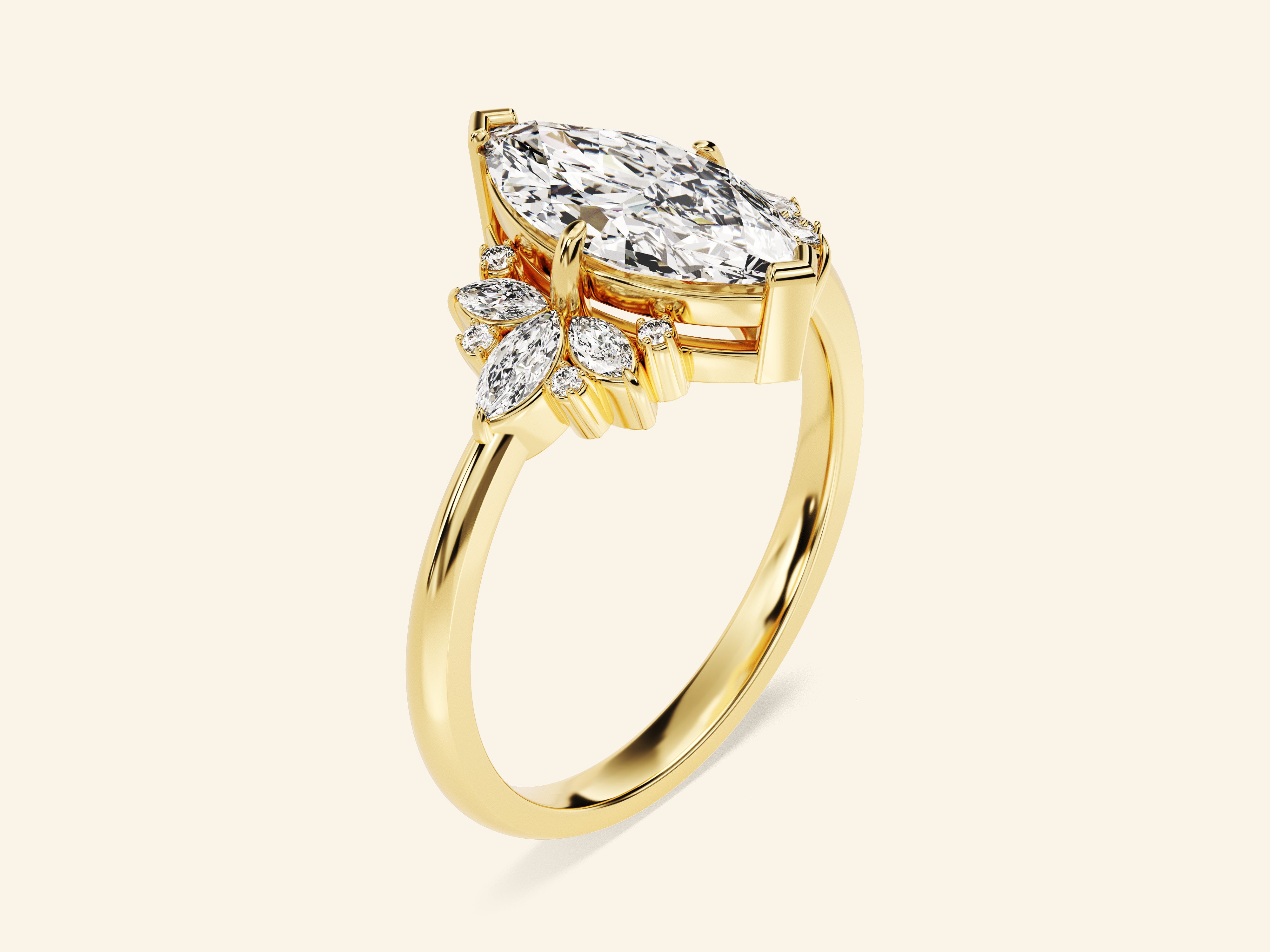 Vintage Cluster Marquise Cut Engagement Ring