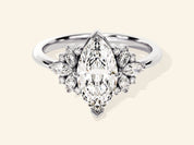 Vintage Cluster Marquise Cut Engagement Ring