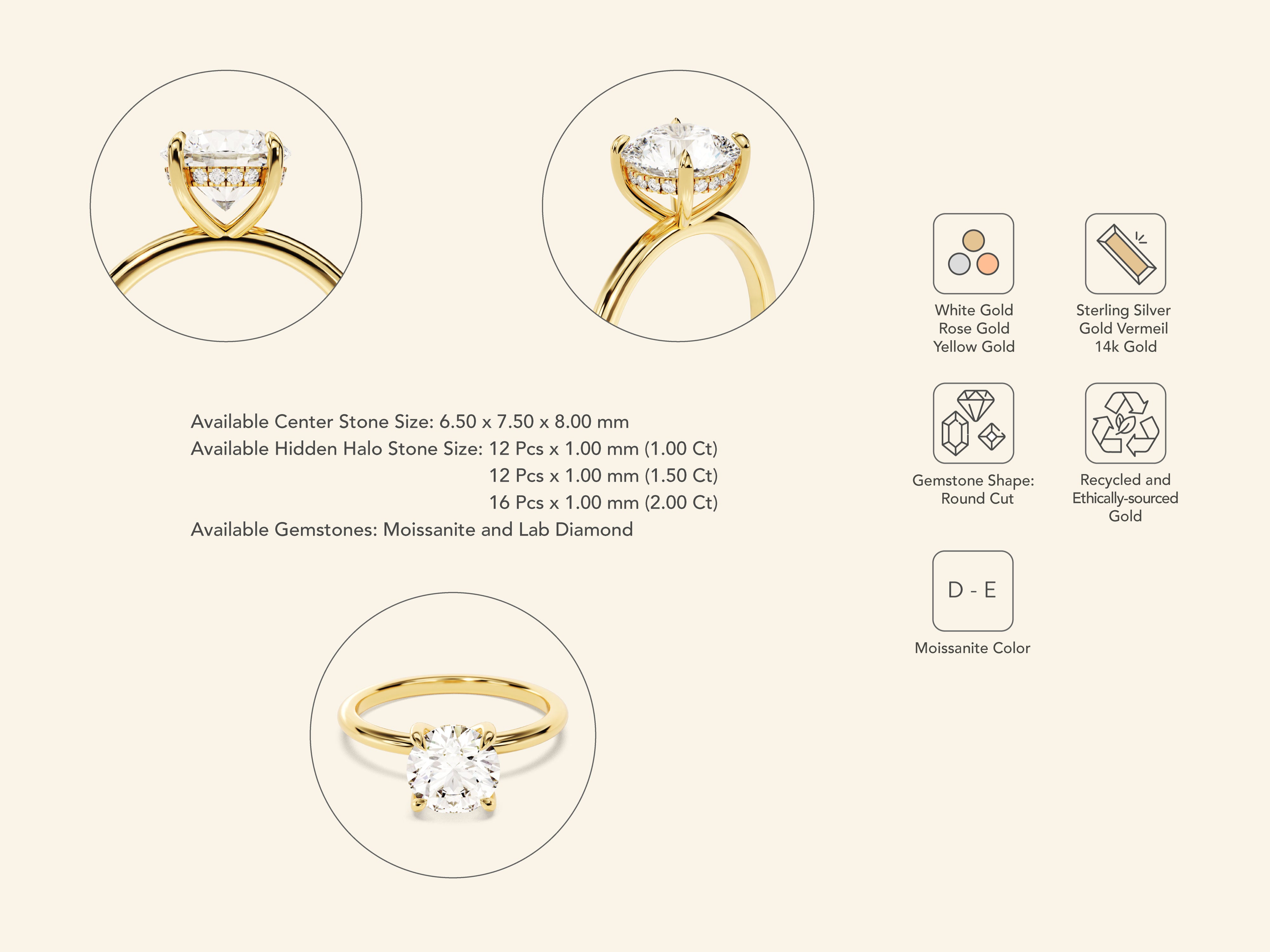 Hidden Halo Round Engagement Ring
