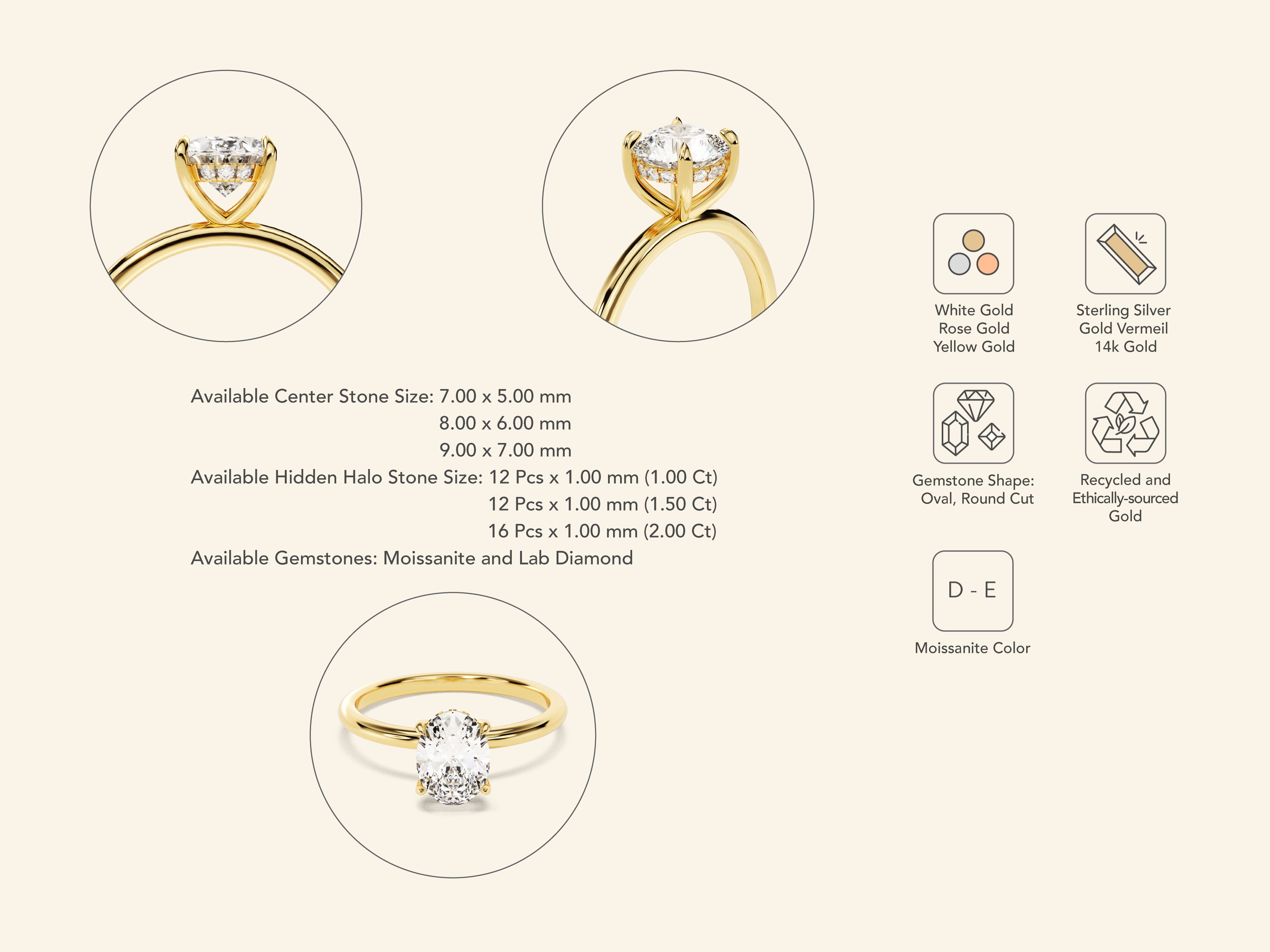 Hidden Halo Oval Engagement Ring