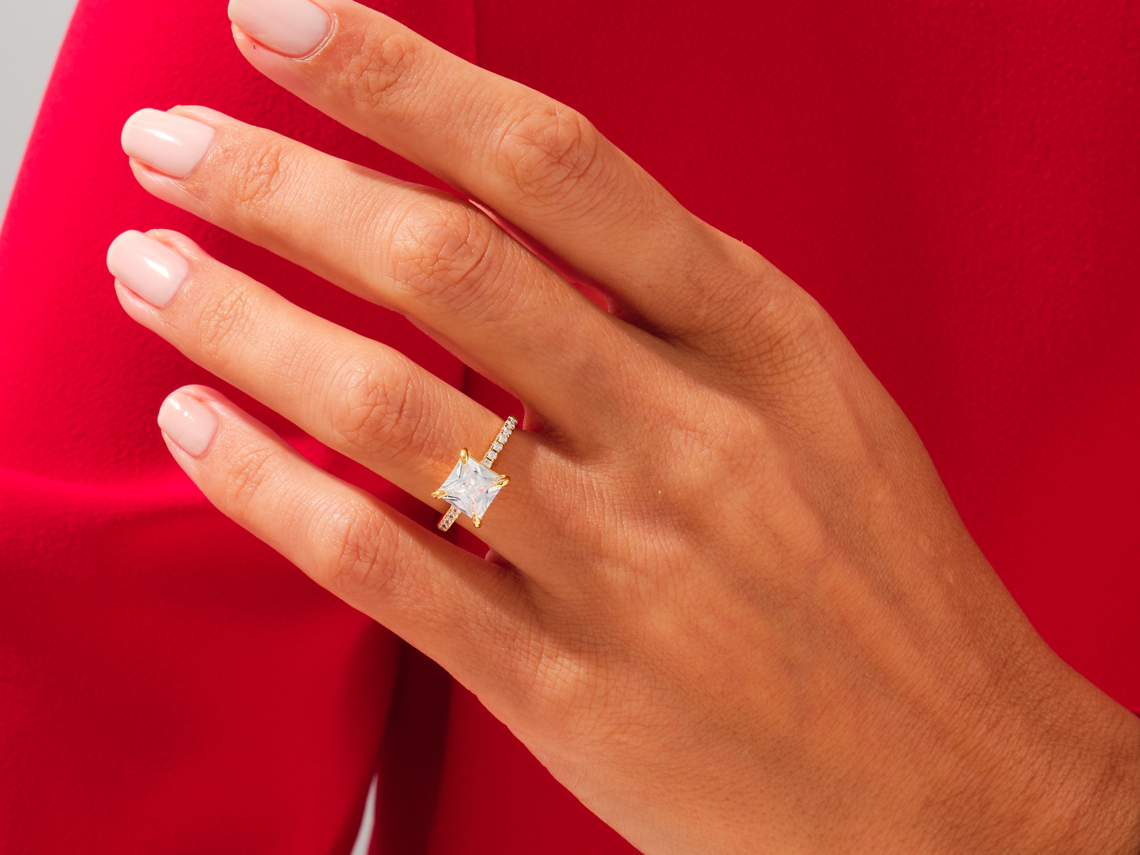 Princess Cut Engagement Ring with Pave Set Side Stones