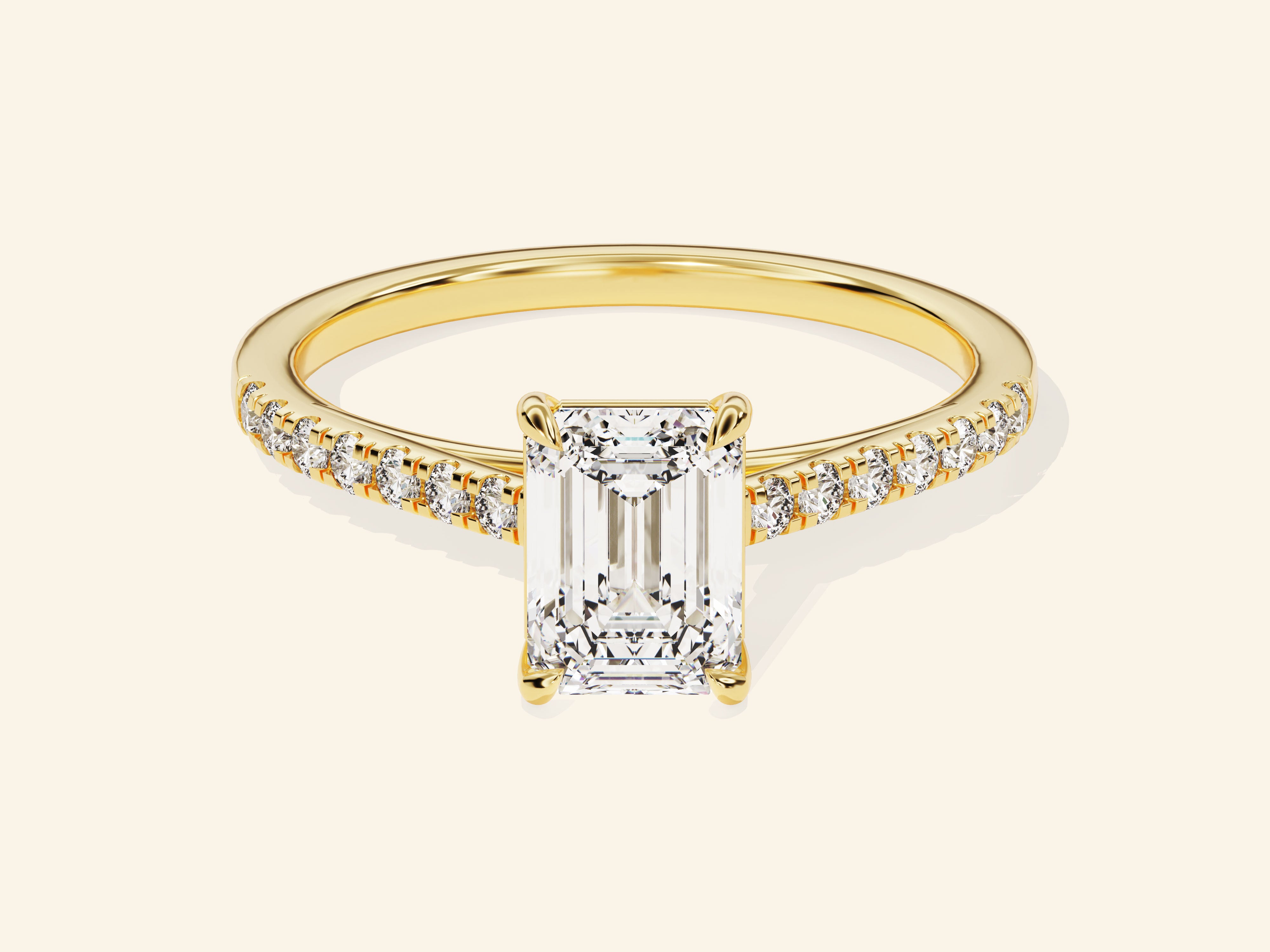 Emerald Cut Engagement Ring with Pave Set Side Stones