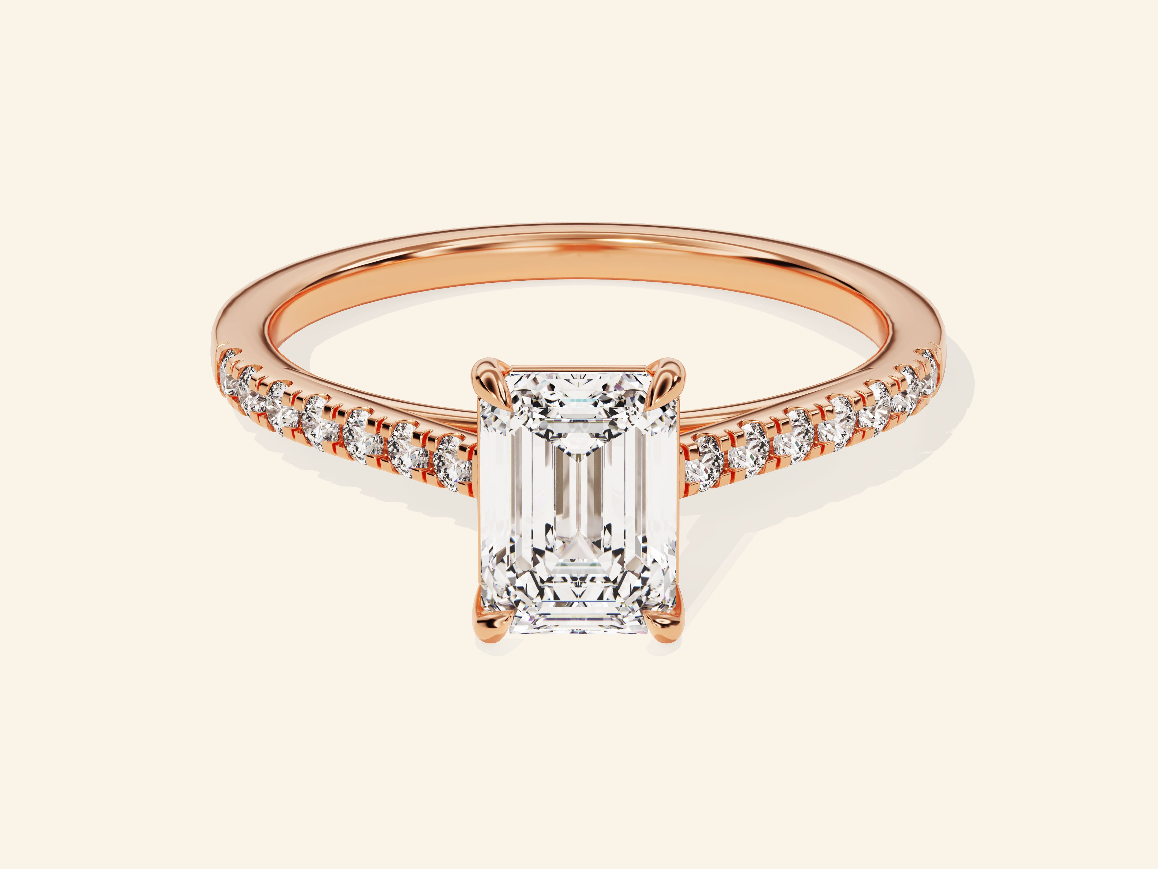 Emerald Cut Engagement Ring with Pave Set Side Stones