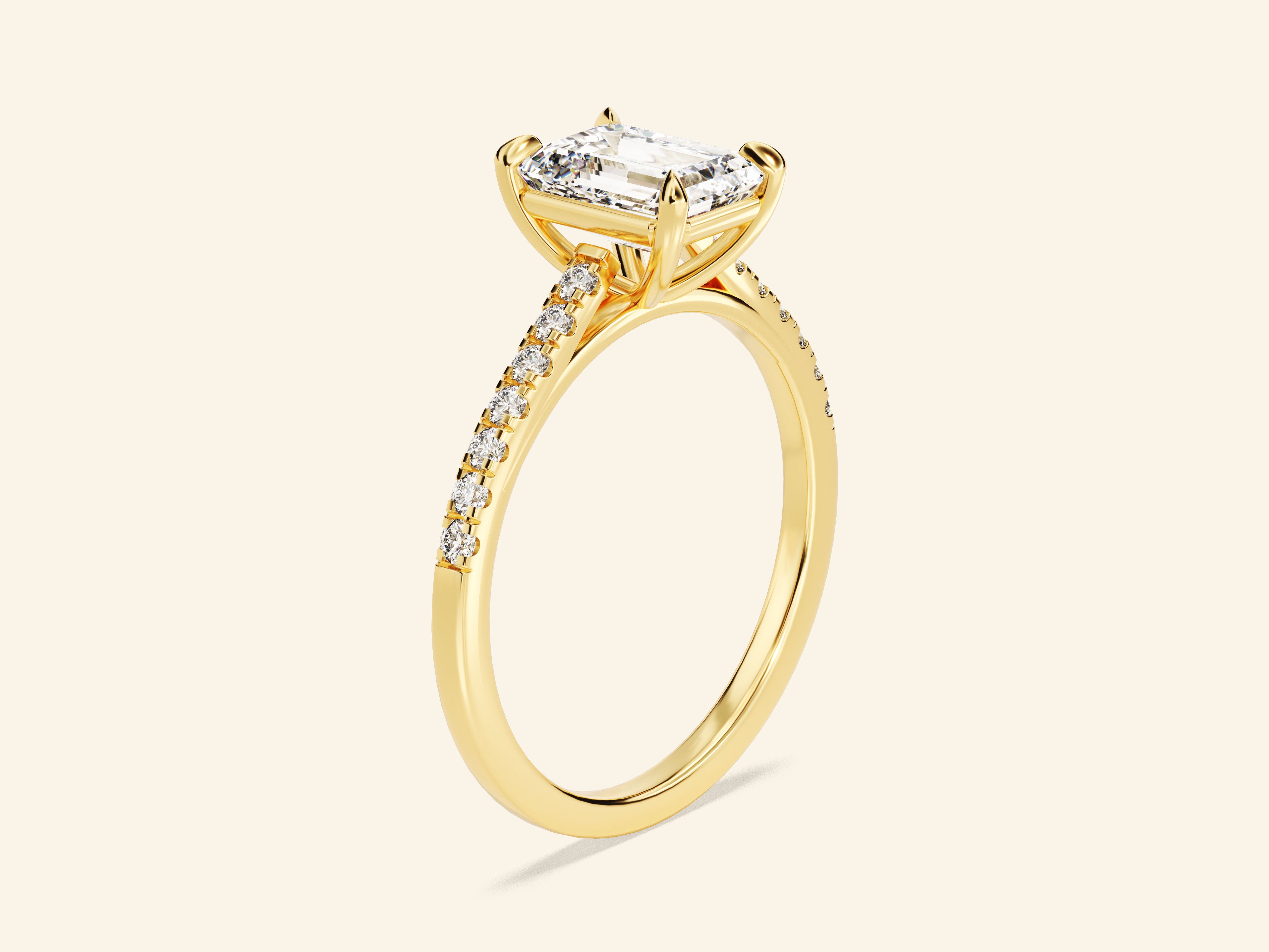 Emerald Cut Engagement Ring with Pave Set Side Stones