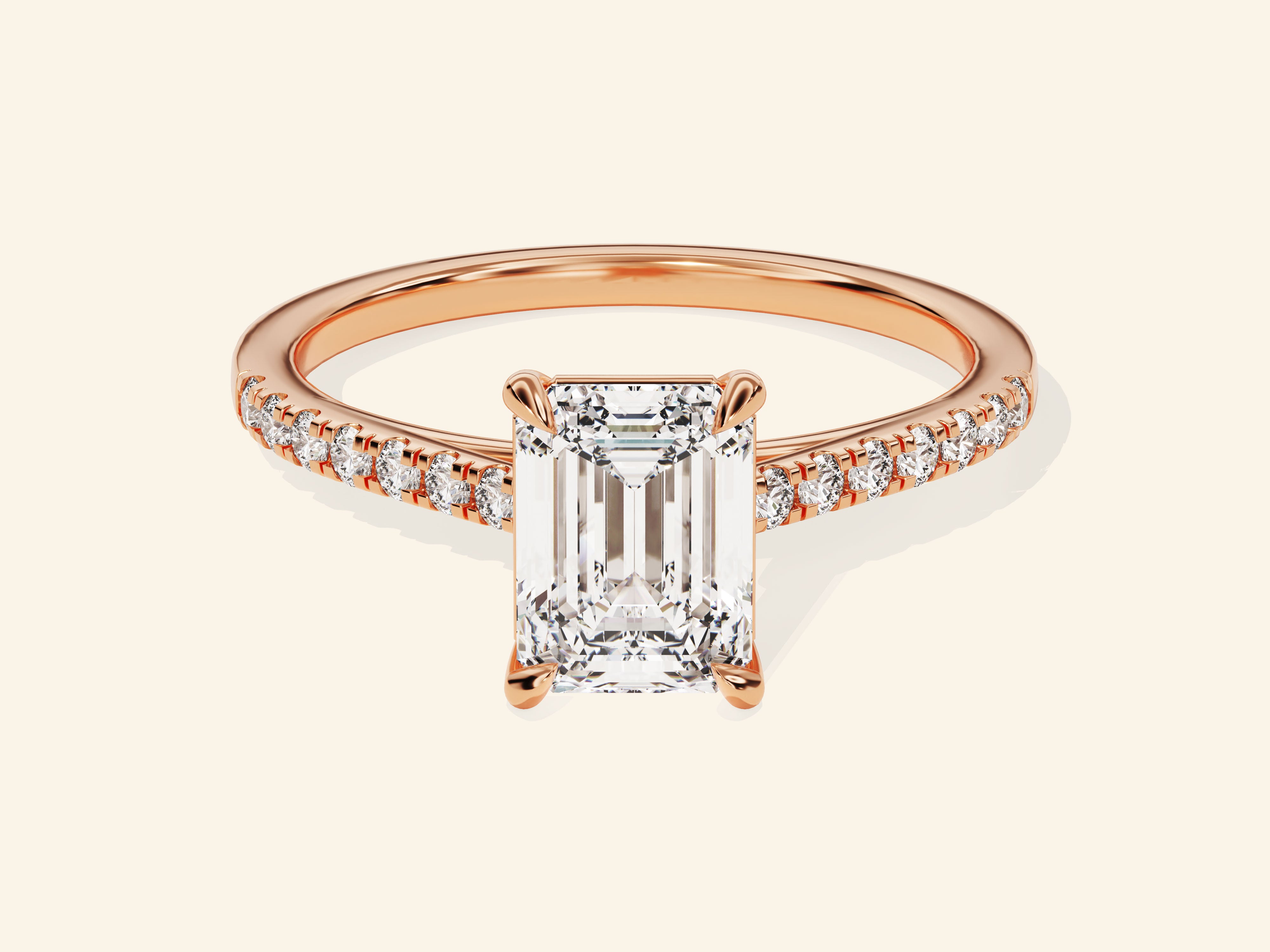Emerald Cut Engagement Ring with Pave Set Side Stones