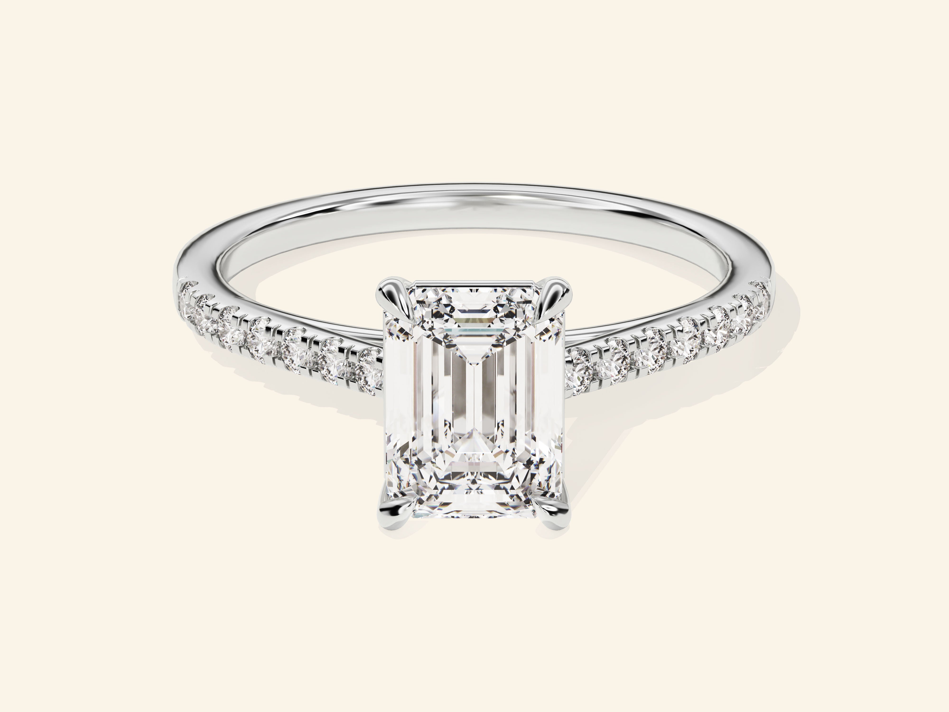 Emerald Cut Engagement Ring with Pave Set Side Stones