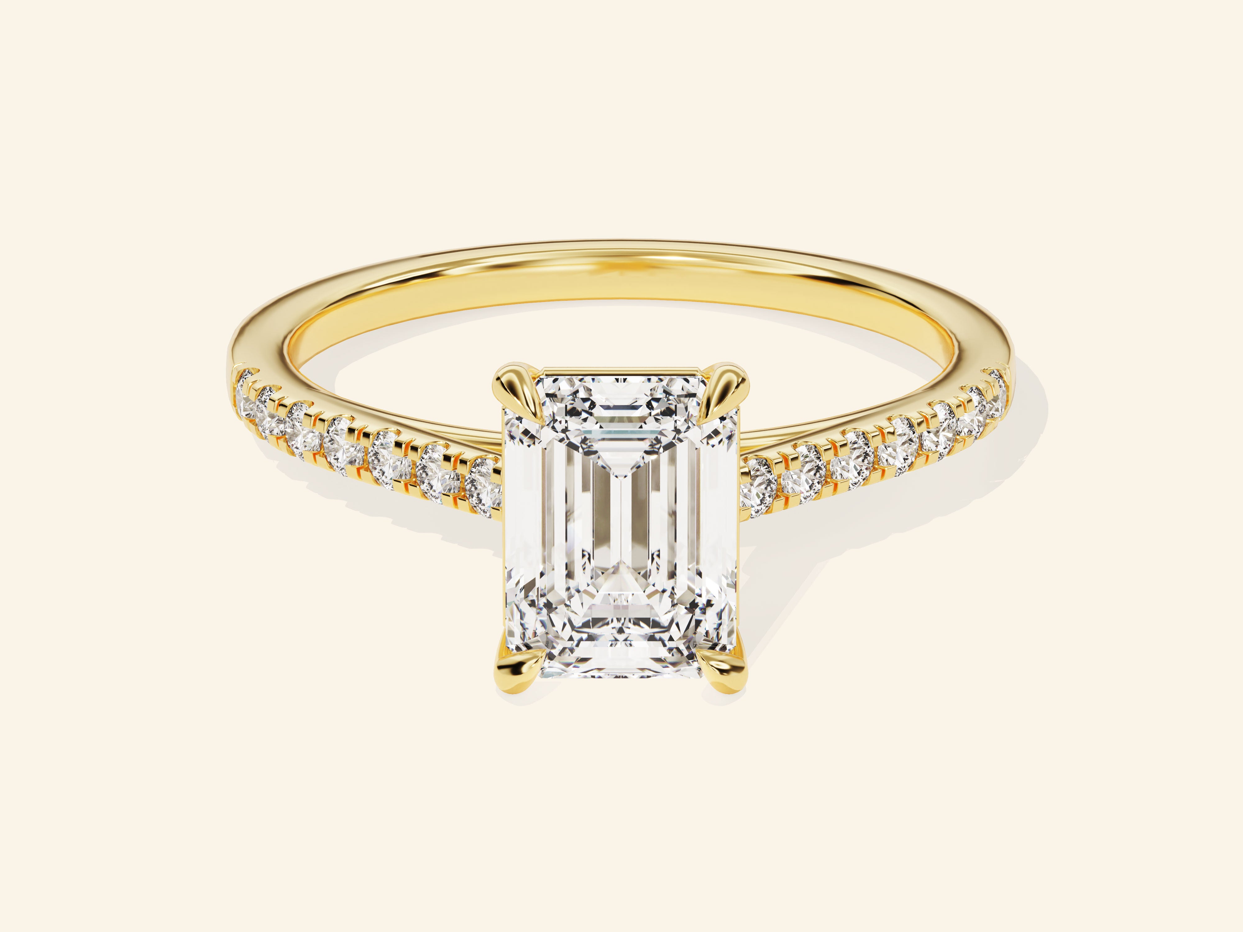 Emerald Cut Engagement Ring with Pave Set Side Stones