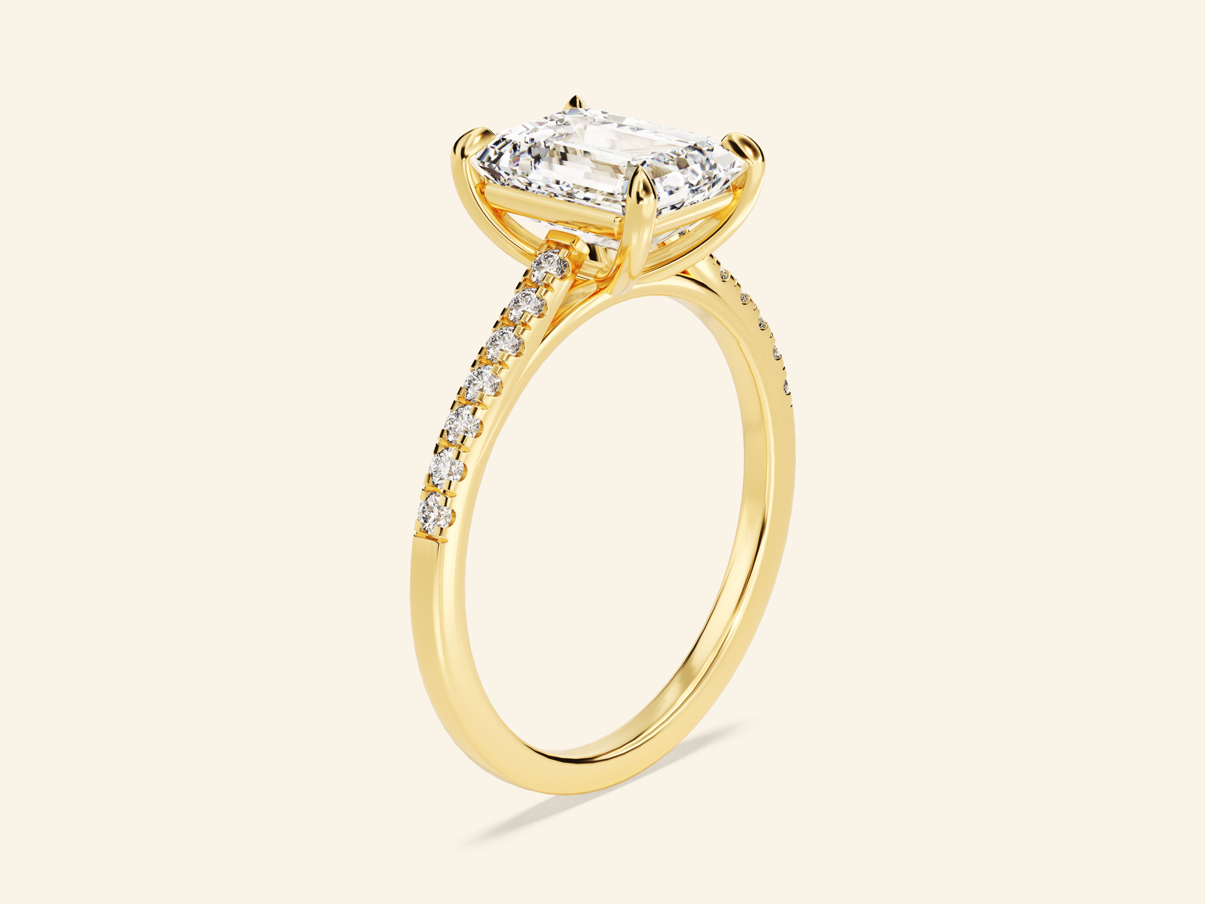 Emerald Cut Engagement Ring with Pave Set Side Stones
