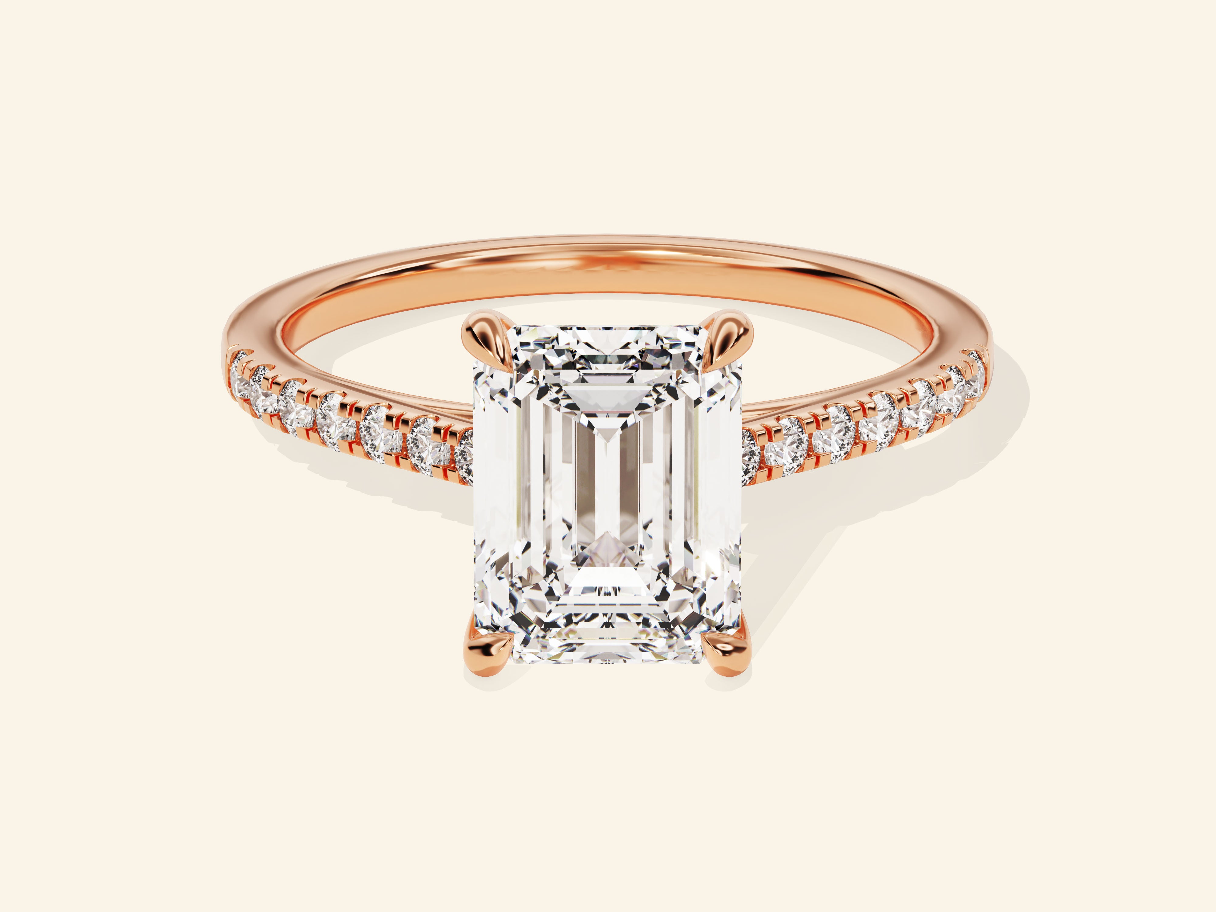 Emerald Cut Engagement Ring with Pave Set Side Stones